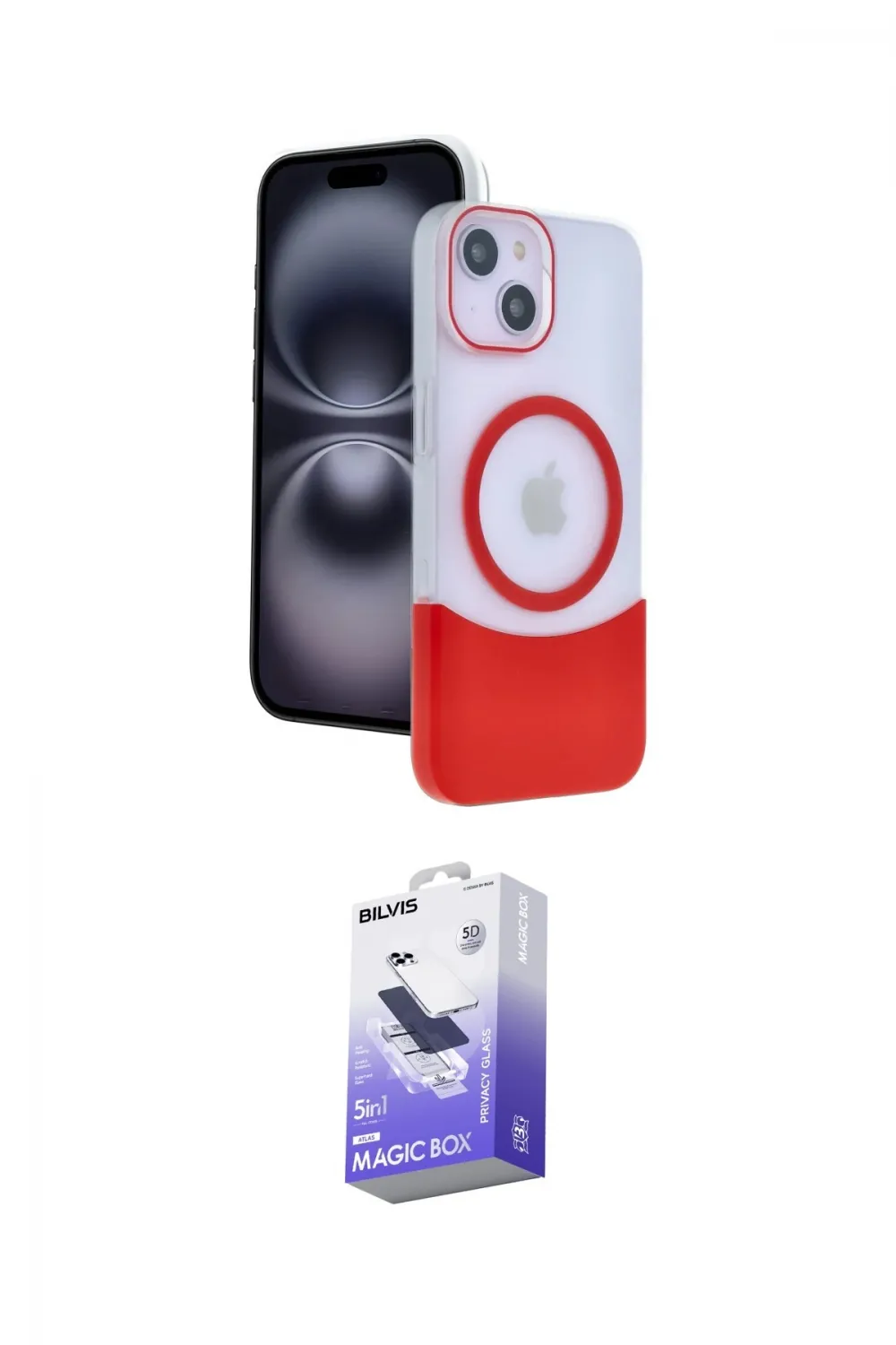 ieg™ iPhone 14 Kılıf Kozmos Form Özel Seri - Siyah Bilvis 5in1 5D Magic Hayalet Cam Ekran Koruyucu