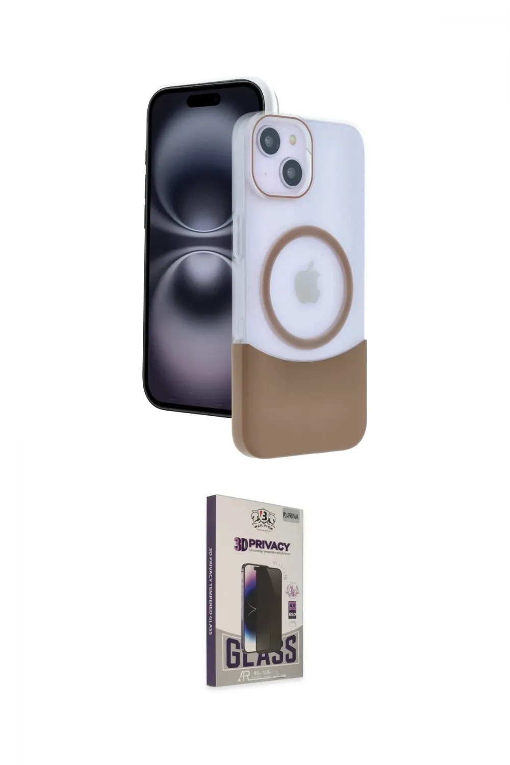 ieg™ iPhone 14 Kılıf Kozmos Form Özel Seri - Siyah Bilvis Hayalet Cam Ekran Koruyucu