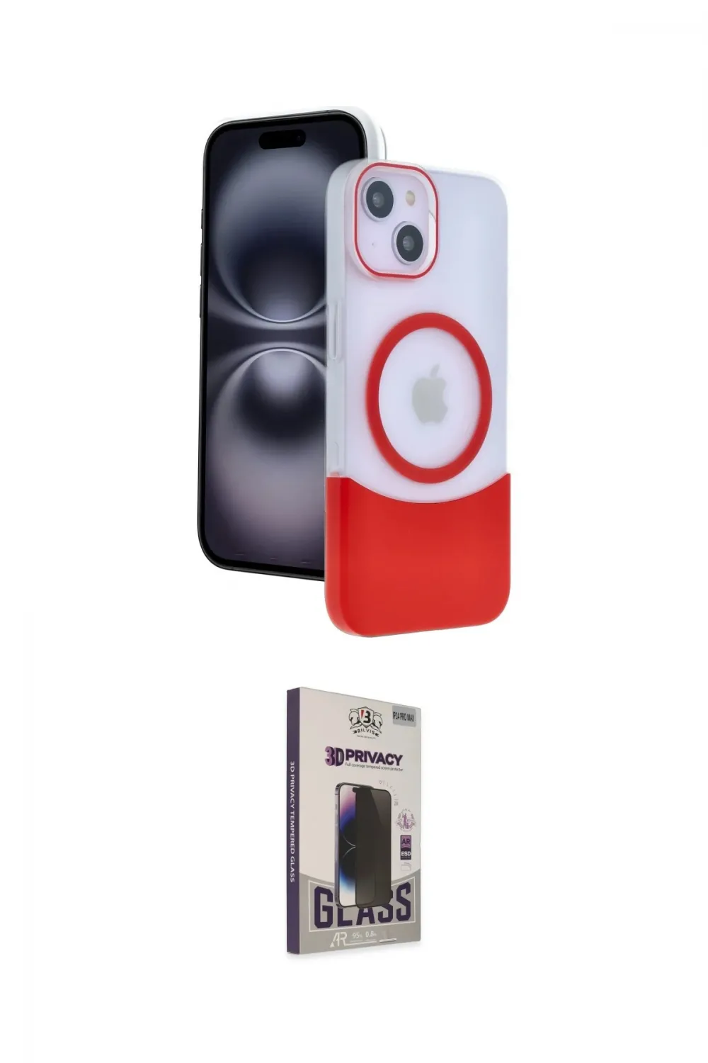 ieg™ iPhone 14 Kılıf Kozmos Form Özel Seri - Siyah Bilvis Hayalet Cam Ekran Koruyucu