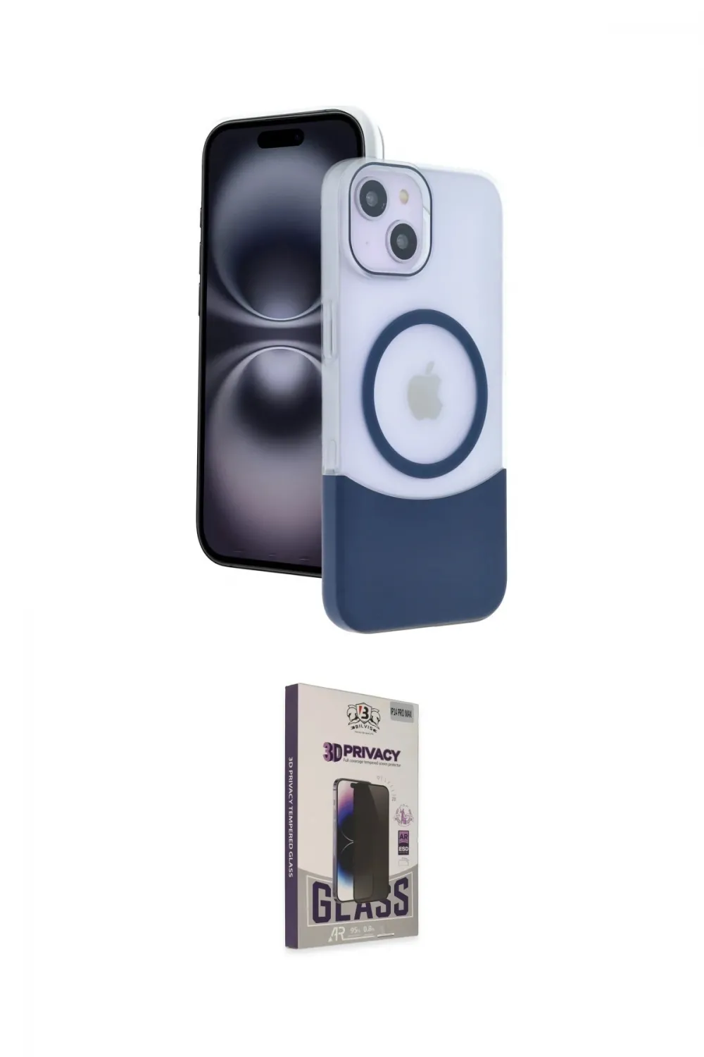 ieg™ iPhone 14 Kılıf Kozmos Form Özel Seri - Siyah Bilvis Hayalet Cam Ekran Koruyucu