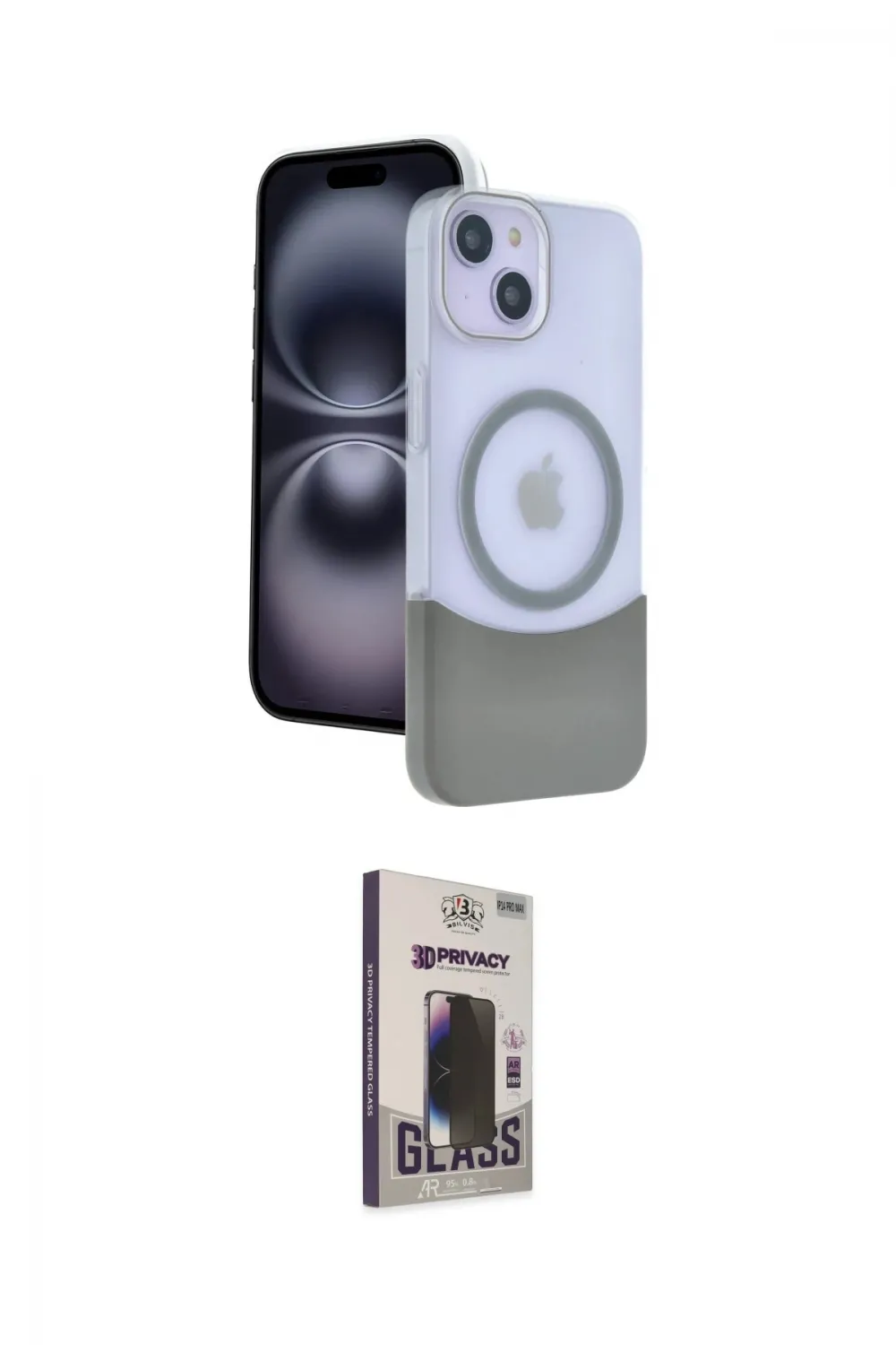 ieg™ iPhone 14 Kılıf Kozmos Form Özel Seri - Siyah Bilvis Hayalet Cam Ekran Koruyucu