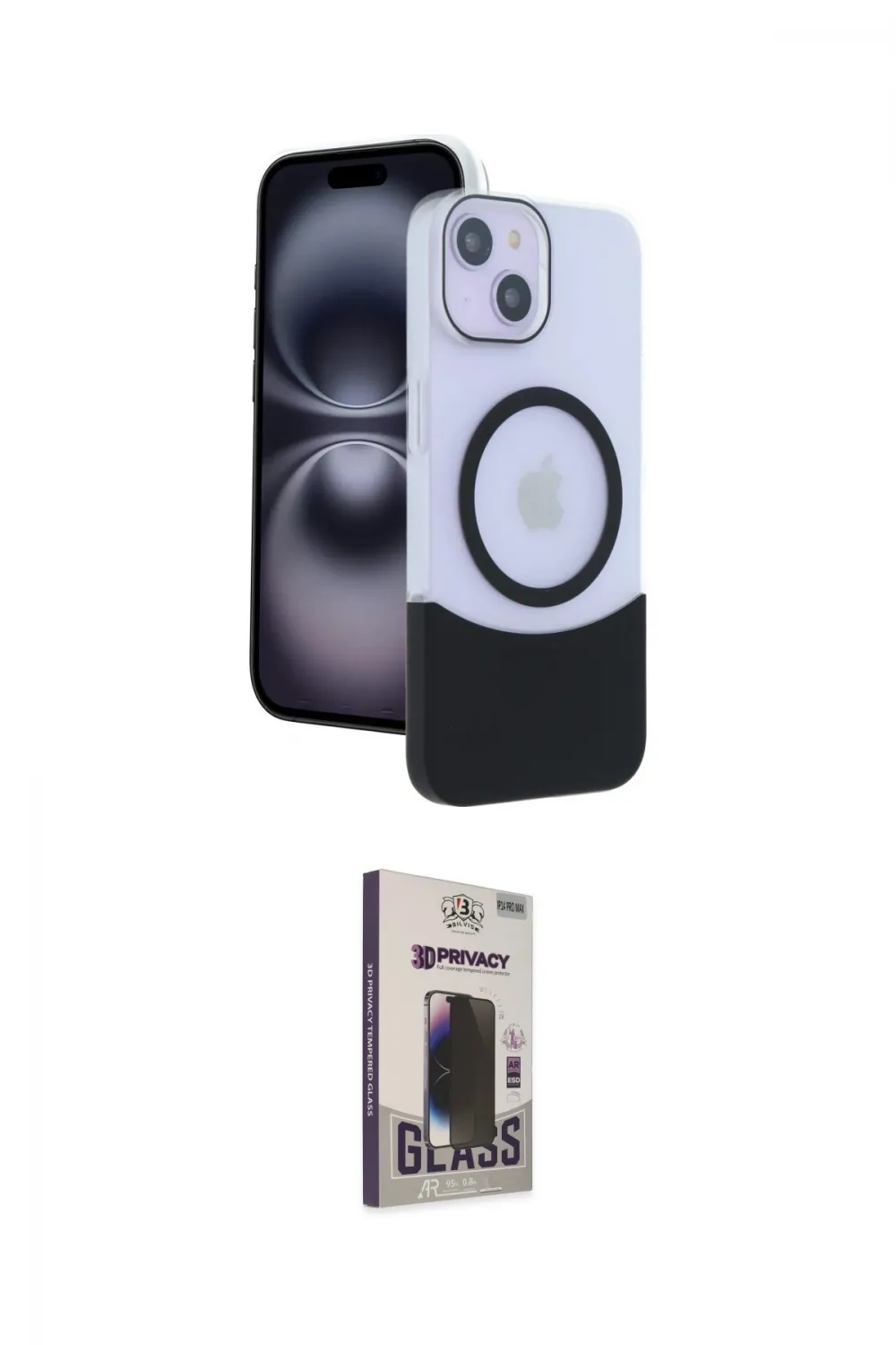 ieg™ iPhone 14 Kılıf Kozmos Form Özel Seri - Siyah Bilvis Hayalet Cam Ekran Koruyucu