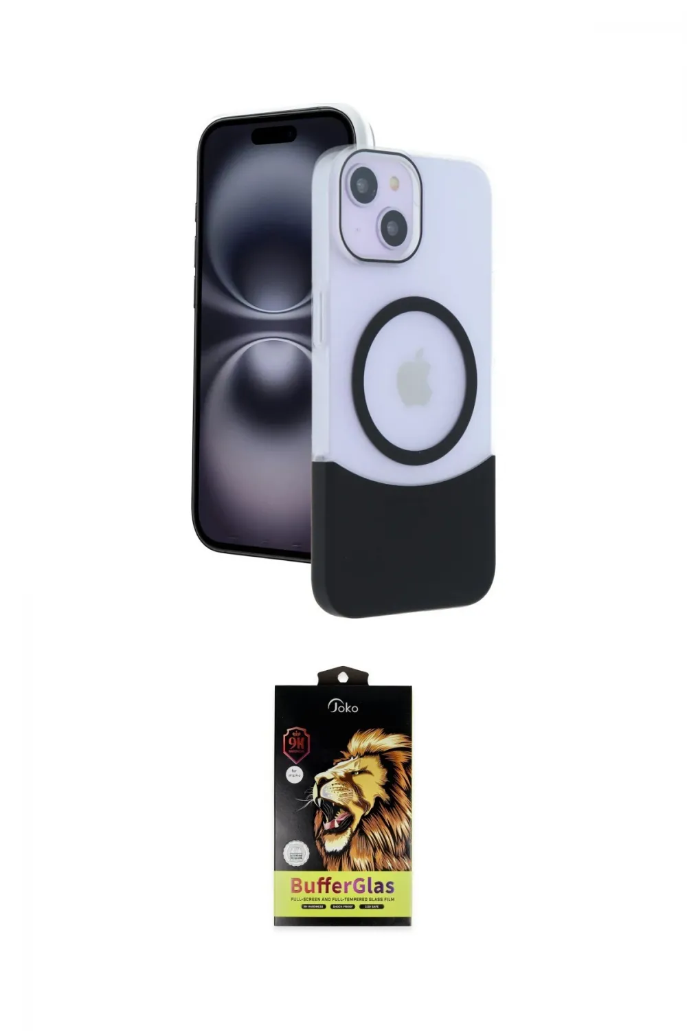 ieg™ iPhone 14 Kılıf Kozmos Form Özel Seri - Siyah Buffer Cam Ekran Koruyucu