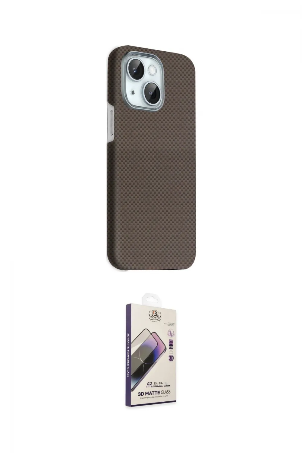 ieg™ iPhone 14 Kılıf Kozmos Klasik Prime - Siyah Bilvis 3D Mat Cam Ekran Koruyucu