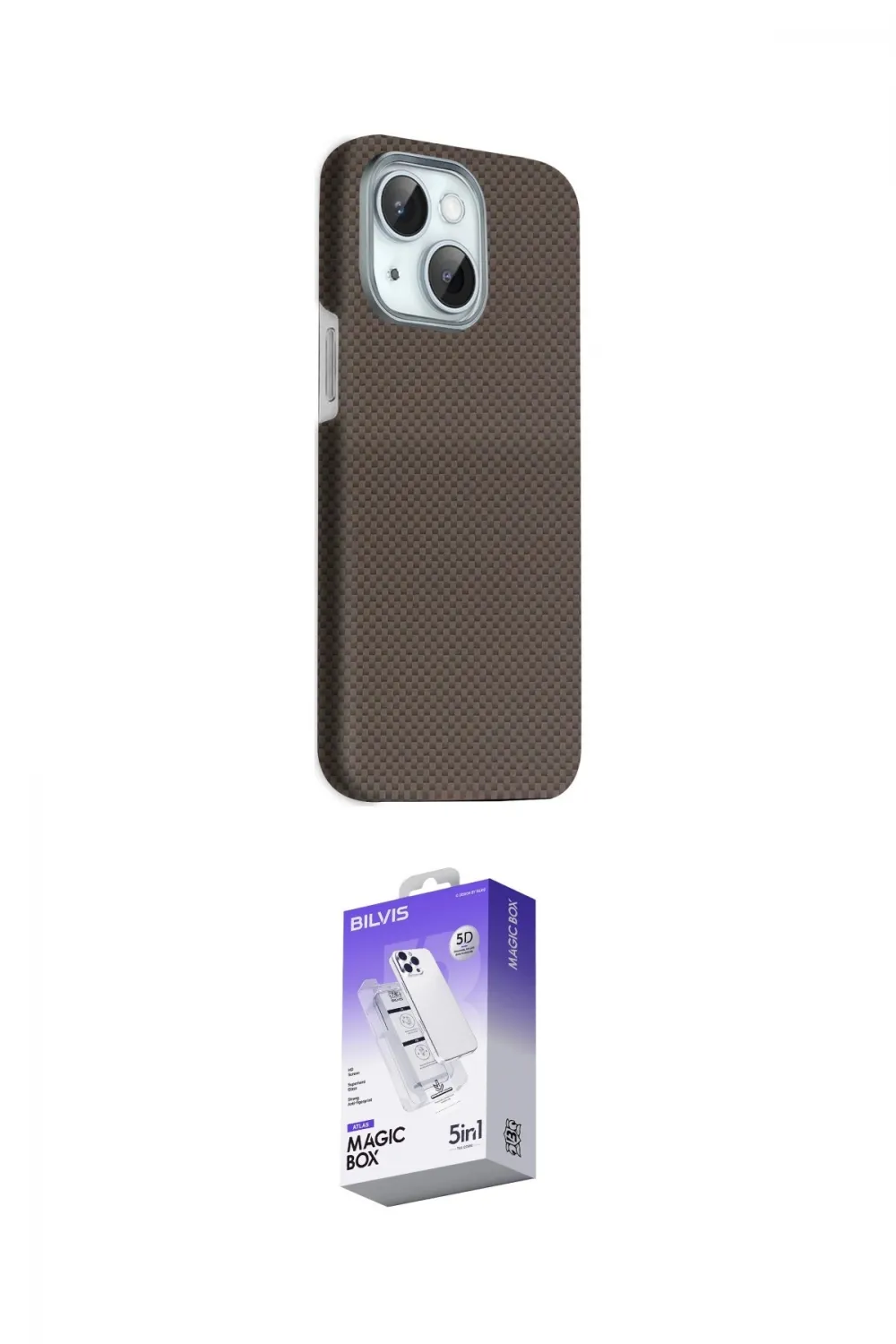 ieg™ iPhone 14 Kılıf Kozmos Klasik Prime - Siyah Bilvis 5in1 3D Magic Cam Ekran Koruyucu