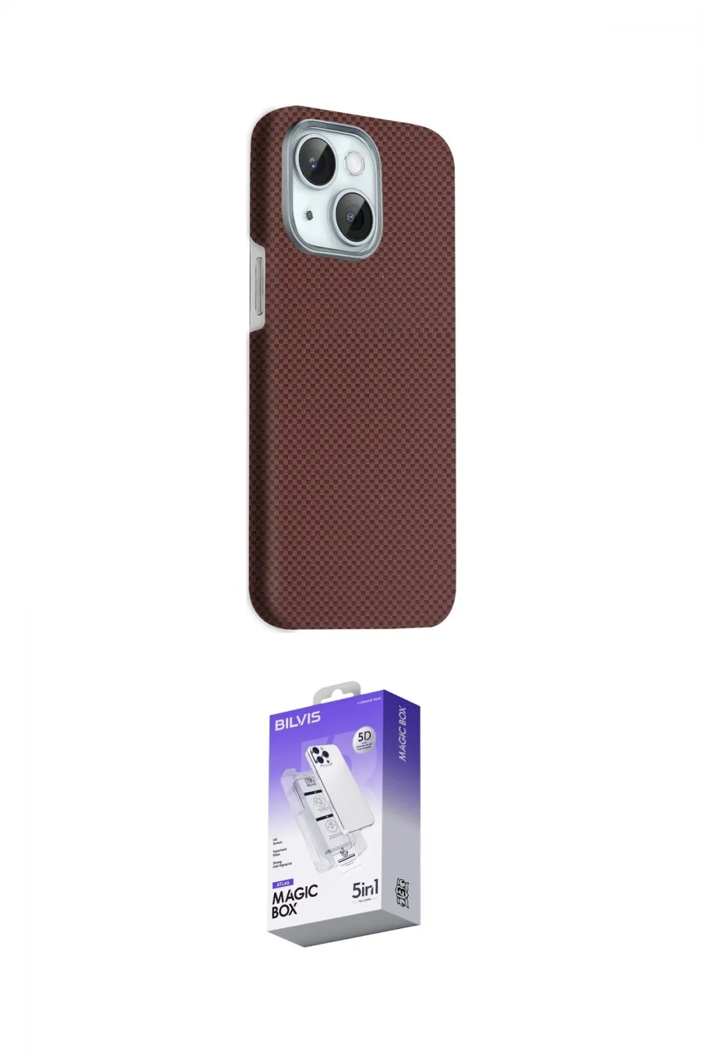 ieg™ iPhone 14 Kılıf Kozmos Klasik Prime - Siyah Bilvis 5in1 3D Magic Cam Ekran Koruyucu