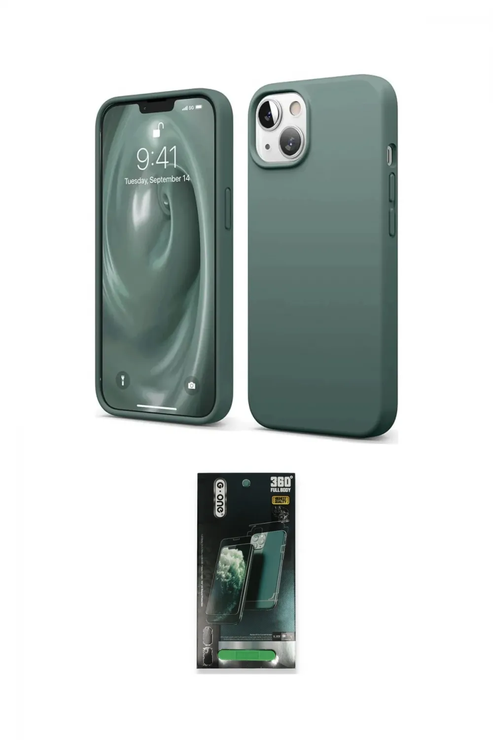 ieg™ iPhone 14 Kılıf Kozmos Yansıma Özel Seri - Şeffaf 360 Full Body Arka Koruyucu