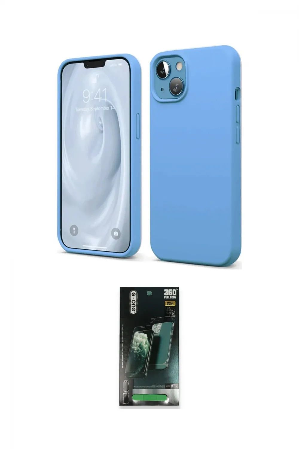 ieg™ iPhone 14 Kılıf Kozmos Yansıma Özel Seri - Şeffaf 360 Full Body Arka Koruyucu