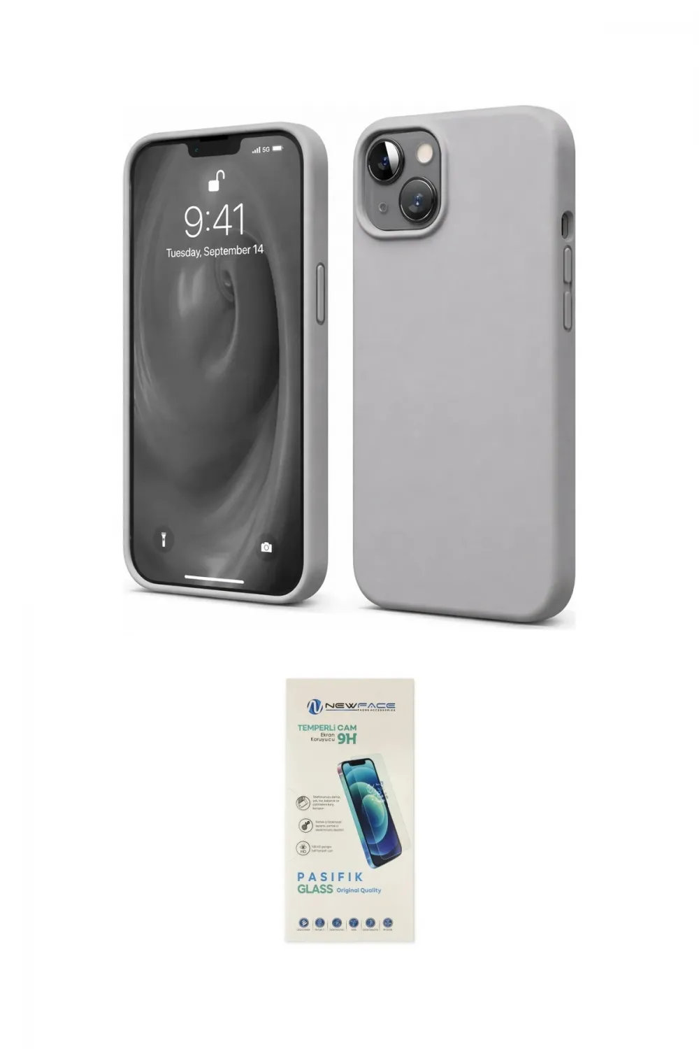 ieg™ iPhone 14 Kılıf Kozmos Yansıma Özel Seri - Şeffaf Pasifik Cam Ekran Koruyucu