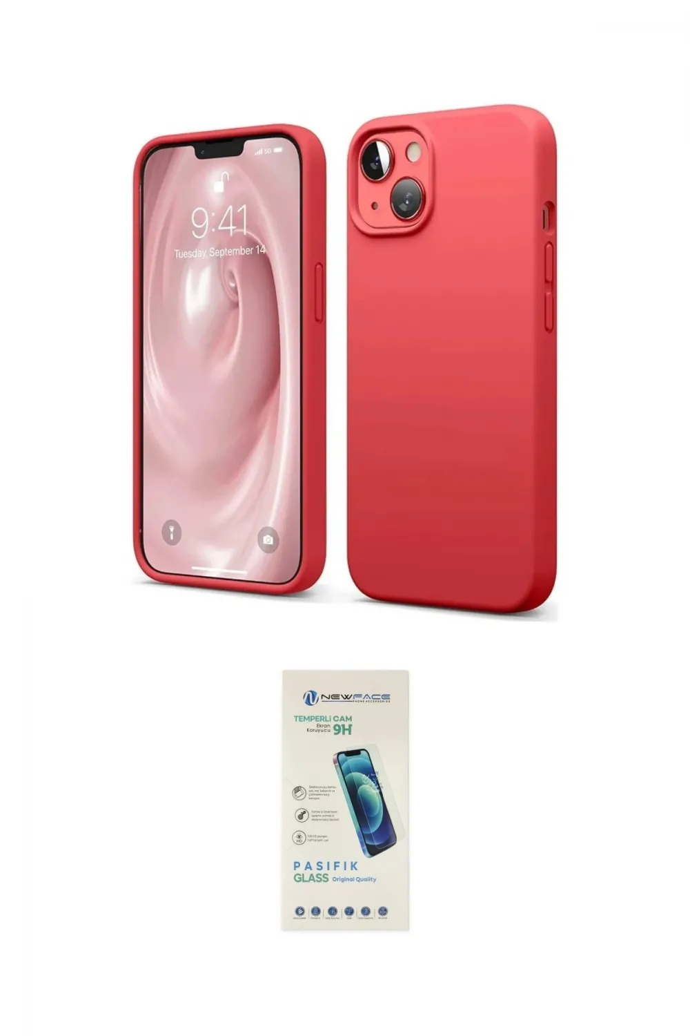 ieg™ iPhone 14 Kılıf Kozmos Yansıma Özel Seri - Şeffaf Pasifik Cam Ekran Koruyucu