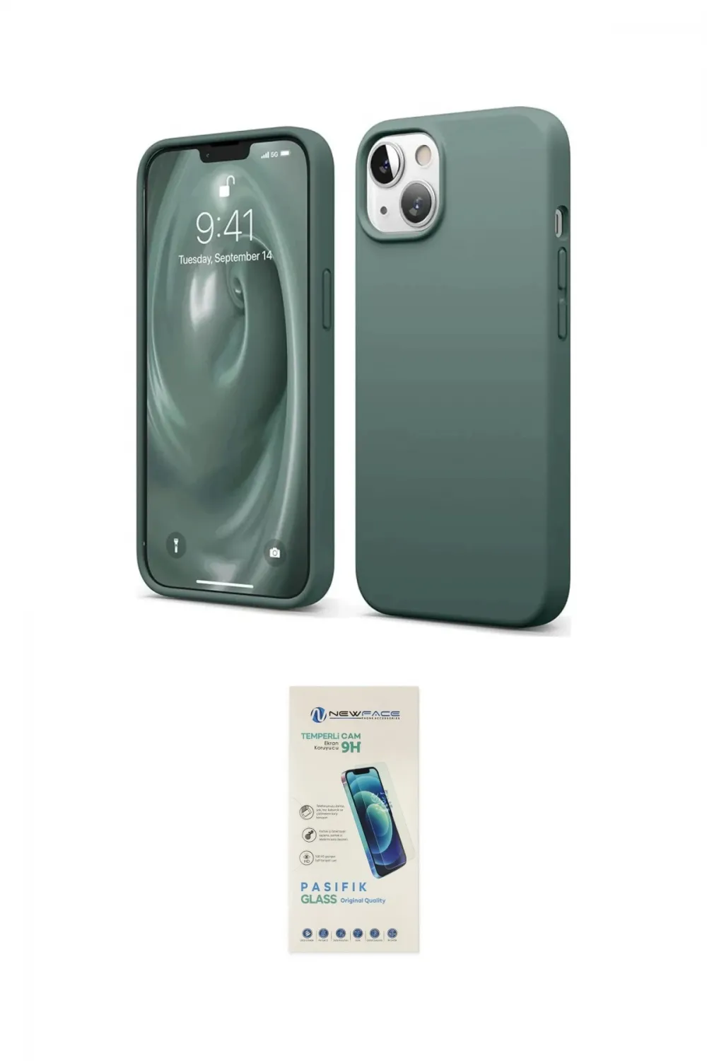 ieg™ iPhone 14 Kılıf Kozmos Yansıma Özel Seri - Şeffaf Pasifik Cam Ekran Koruyucu