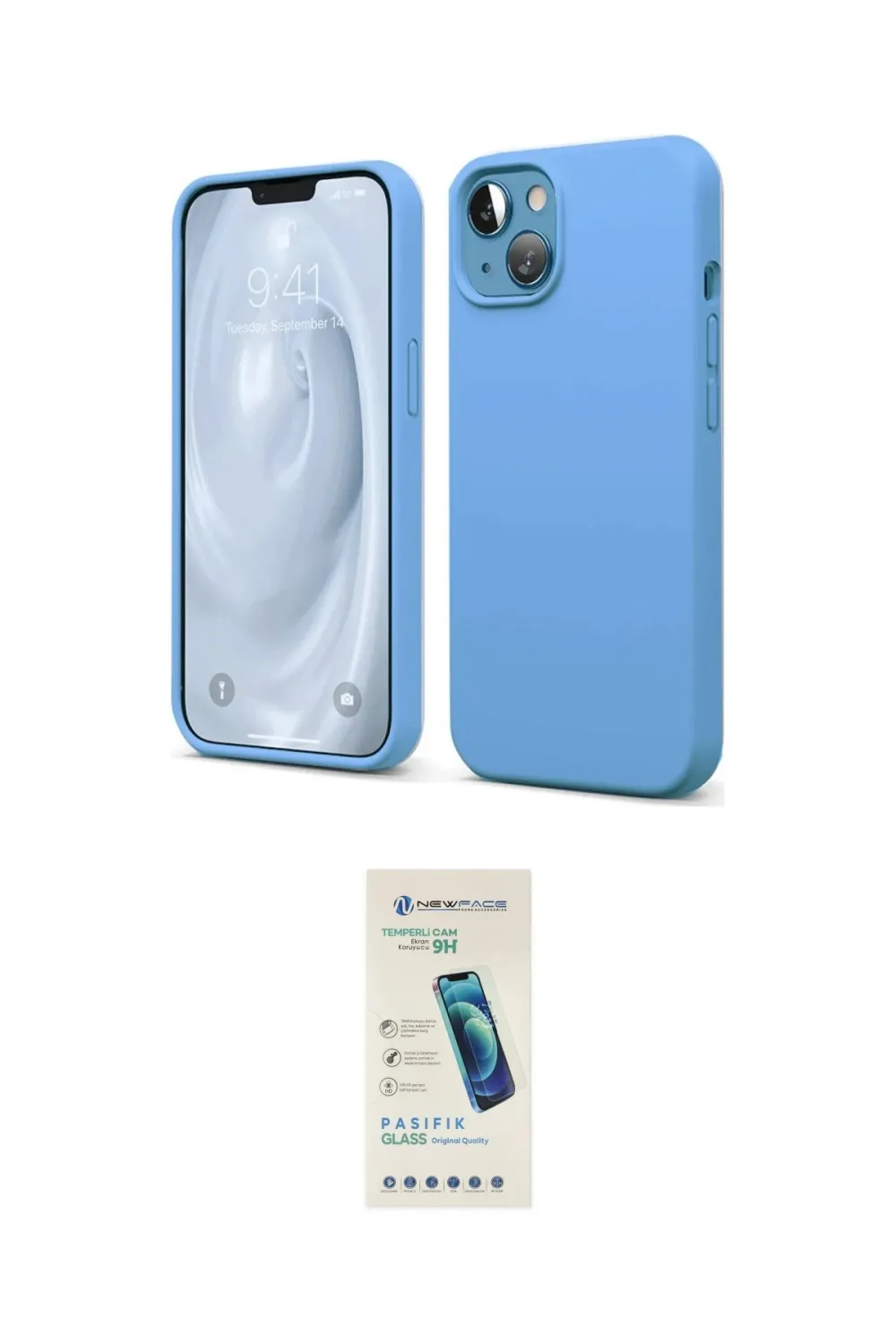 ieg™ iPhone 14 Kılıf Kozmos Yansıma Özel Seri - Şeffaf Pasifik Cam Ekran Koruyucu