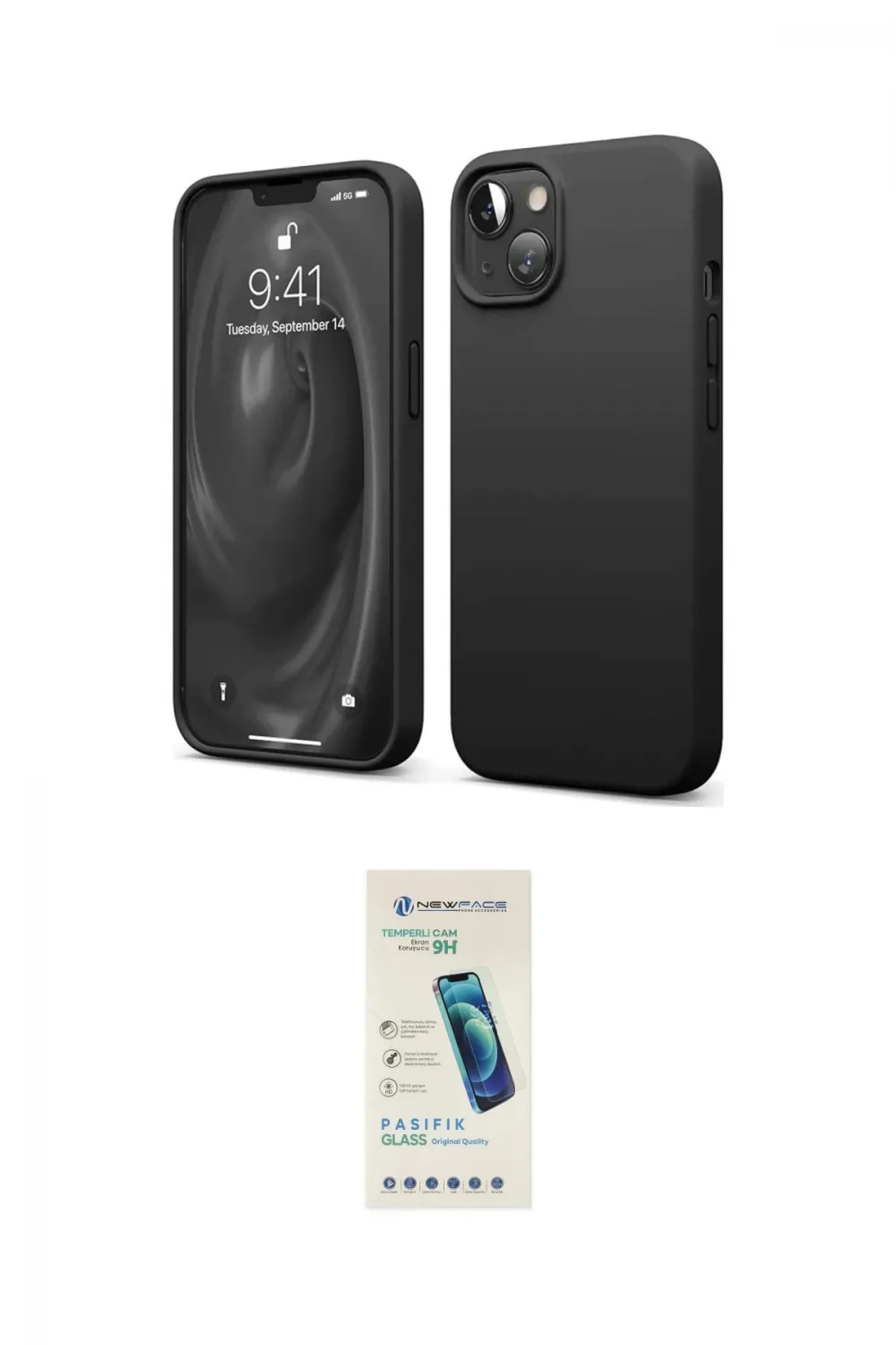 ieg™ iPhone 14 Kılıf Kozmos Yansıma Özel Seri - Şeffaf Pasifik Cam Ekran Koruyucu