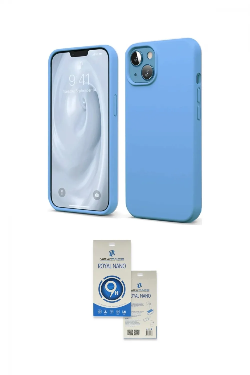 ieg™ iPhone 14 Kılıf Kozmos Yansıma Özel Seri - Şeffaf Royal Nano Ekran Koruyucu