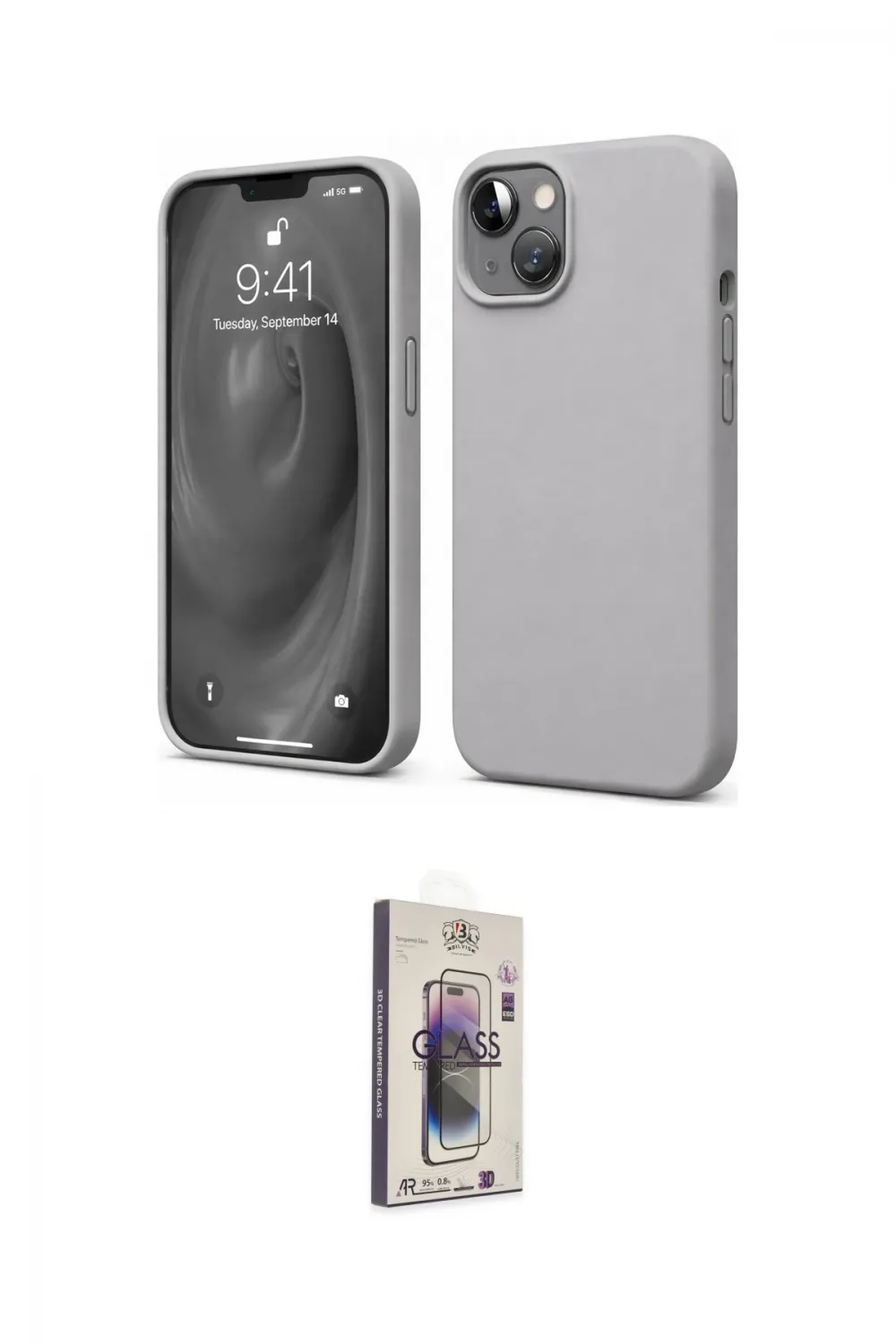 ieg™ iPhone 14 Kılıf Kozmos Yansıma Özel Seri - Siyah Bilvis 3D Cam Ekran Koruyucu