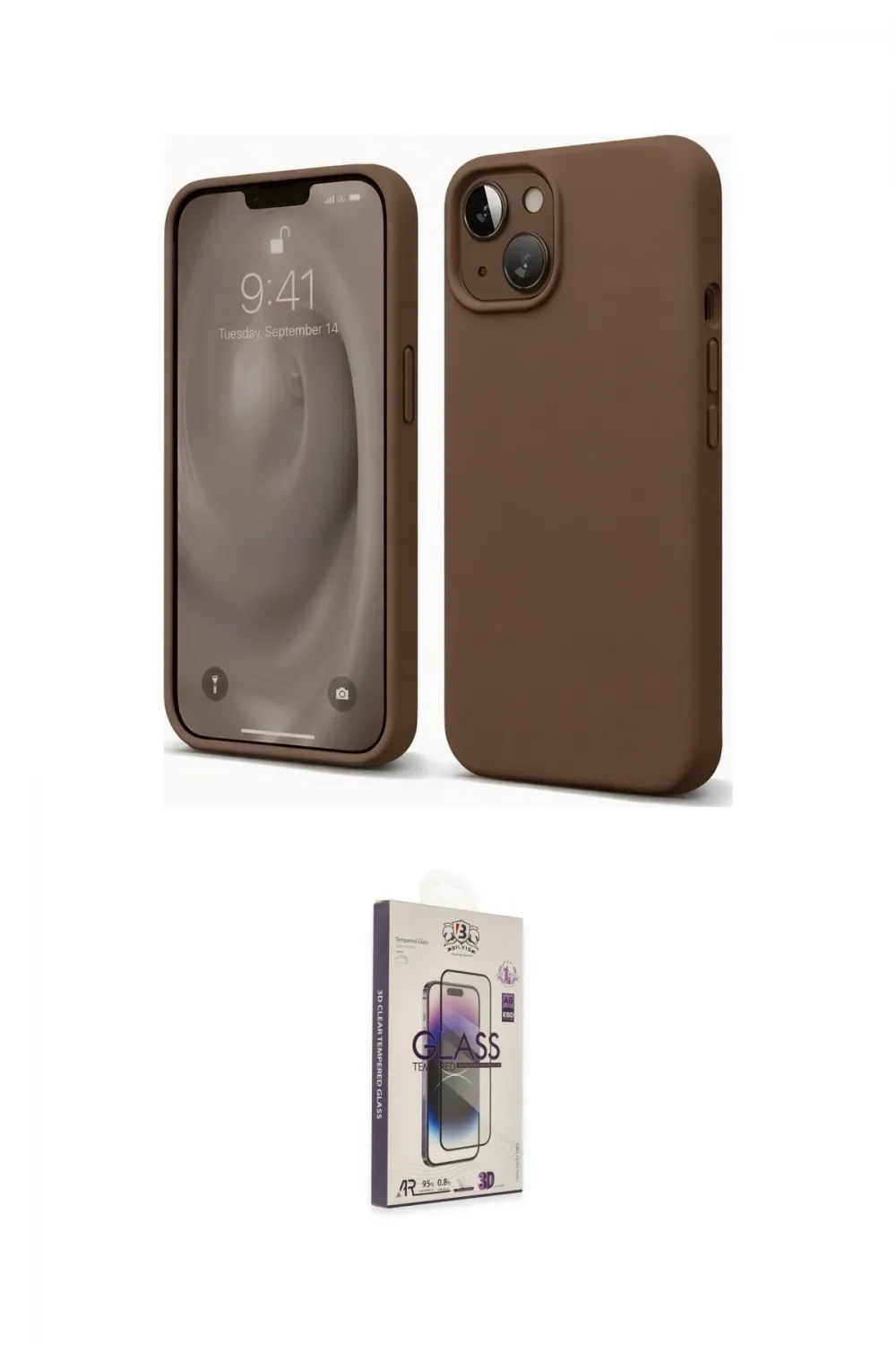 ieg™ iPhone 14 Kılıf Kozmos Yansıma Özel Seri - Siyah Bilvis 3D Cam Ekran Koruyucu