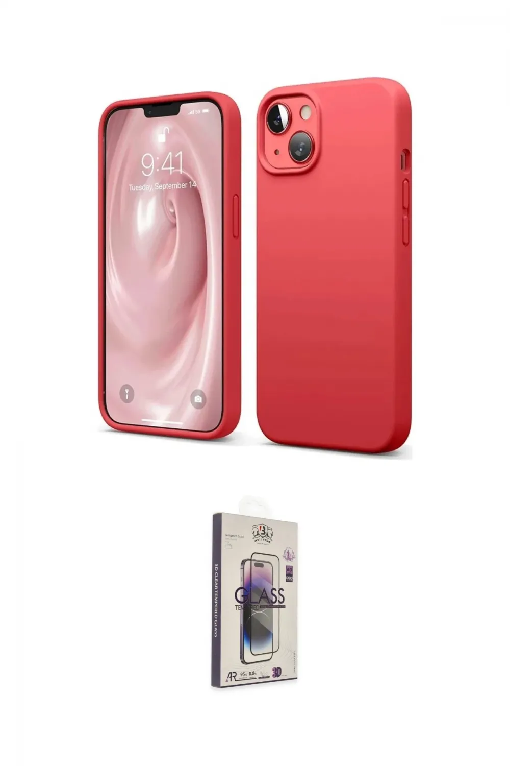 ieg™ iPhone 14 Kılıf Kozmos Yansıma Özel Seri - Siyah Bilvis 3D Cam Ekran Koruyucu