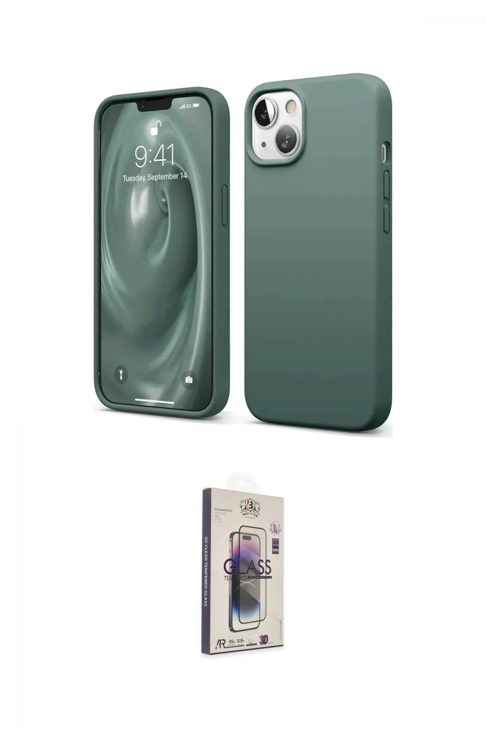 ieg™ iPhone 14 Kılıf Kozmos Yansıma Özel Seri - Siyah Bilvis 3D Cam Ekran Koruyucu