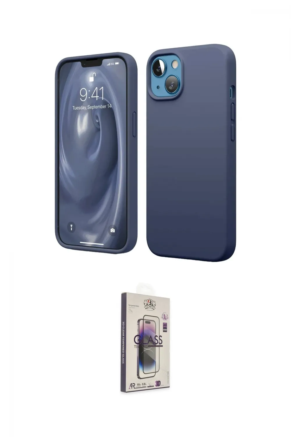 ieg™ iPhone 14 Kılıf Kozmos Yansıma Özel Seri - Siyah Bilvis 3D Cam Ekran Koruyucu