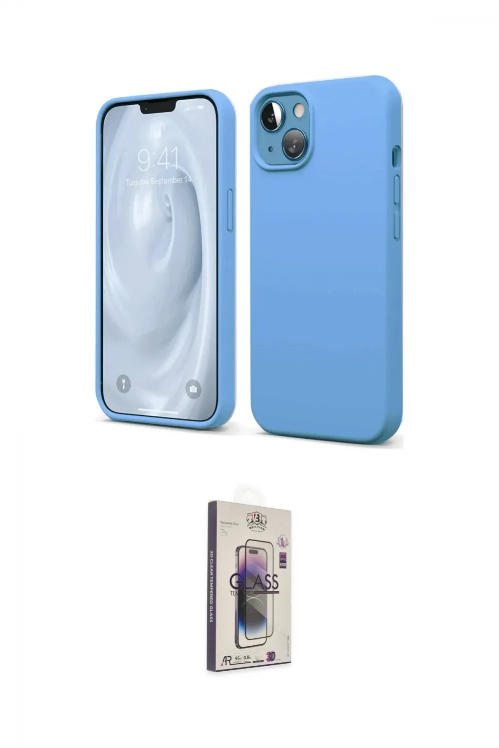 ieg™ iPhone 14 Kılıf Kozmos Yansıma Özel Seri - Siyah Bilvis 3D Cam Ekran Koruyucu