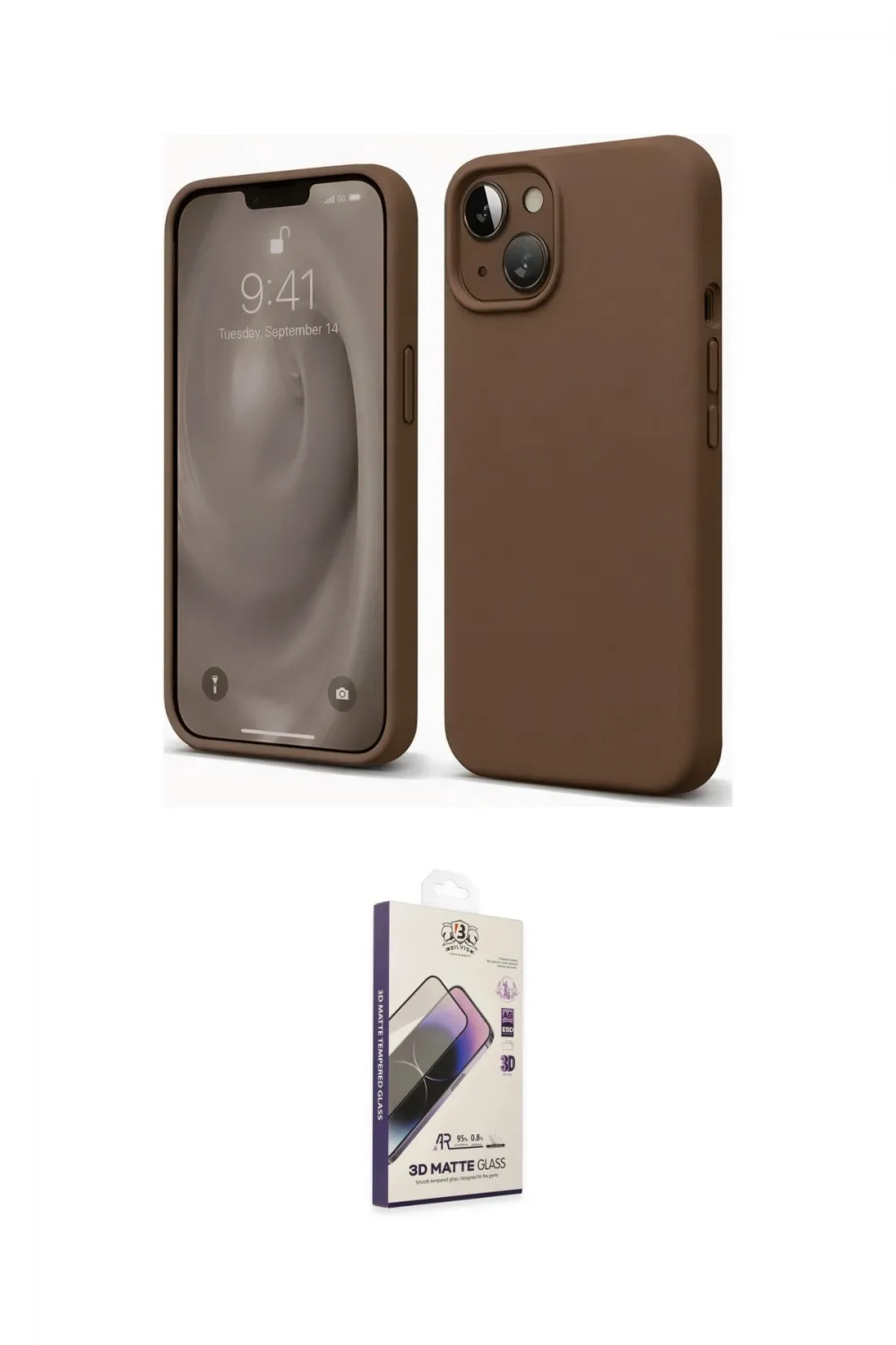 ieg™ iPhone 14 Kılıf Kozmos Yansıma Özel Seri - Siyah Bilvis 3D Mat Cam Ekran Koruyucu