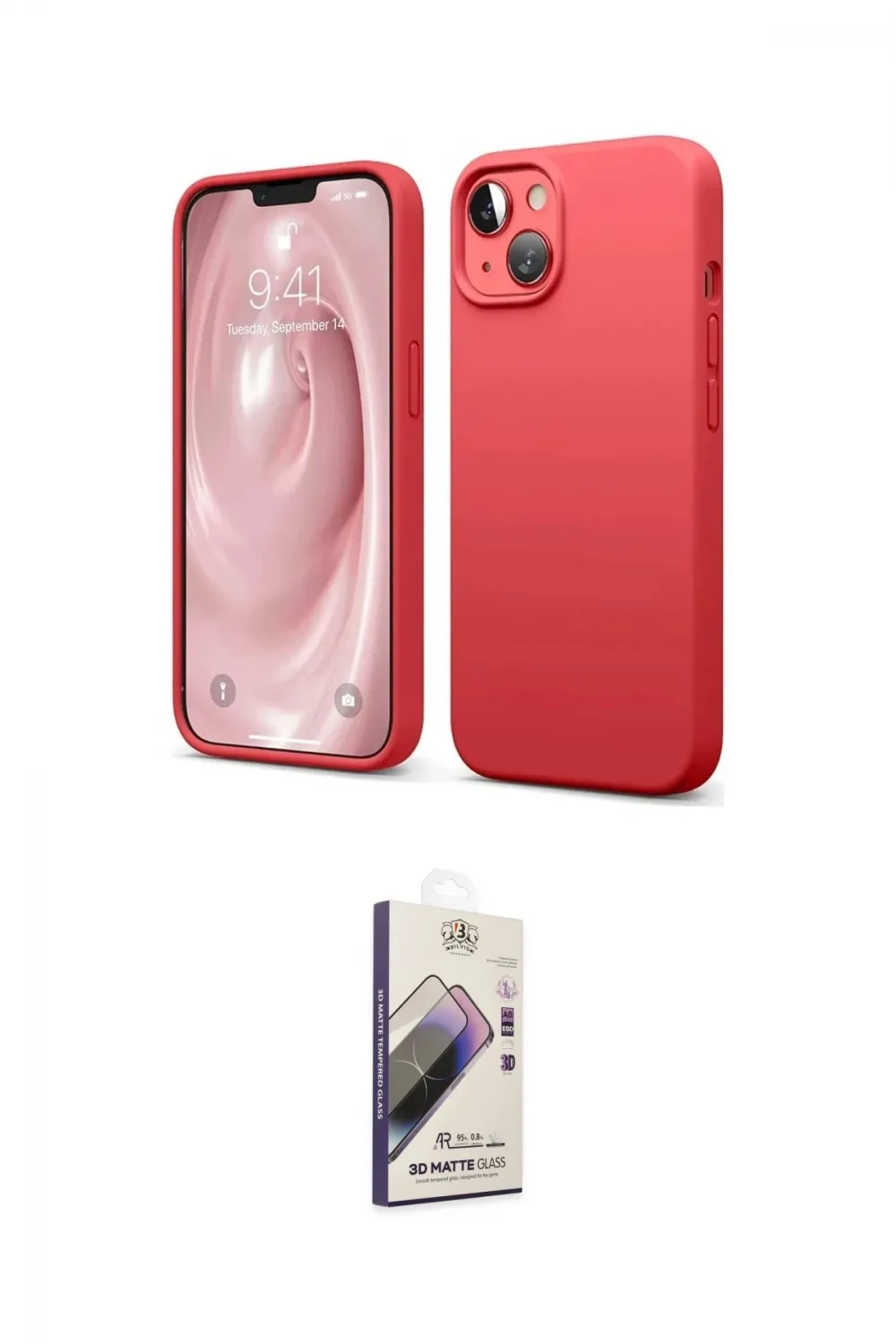 ieg™ iPhone 14 Kılıf Kozmos Yansıma Özel Seri - Siyah Bilvis 3D Mat Cam Ekran Koruyucu