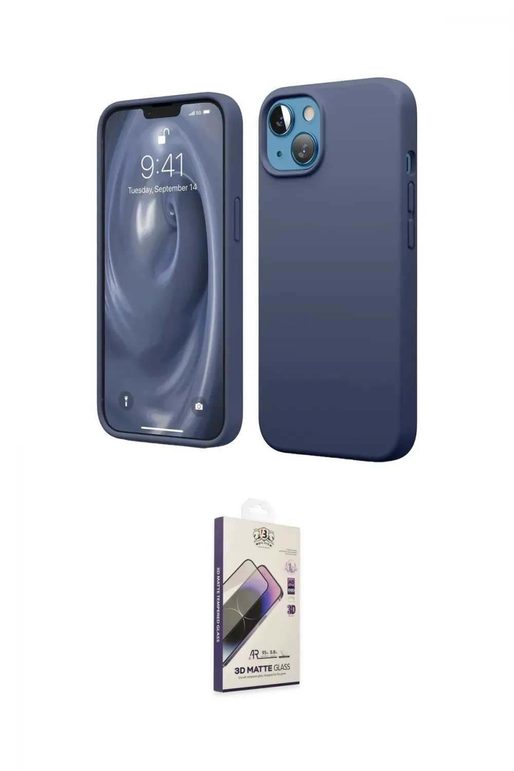 ieg™ iPhone 14 Kılıf Kozmos Yansıma Özel Seri - Siyah Bilvis 3D Mat Cam Ekran Koruyucu