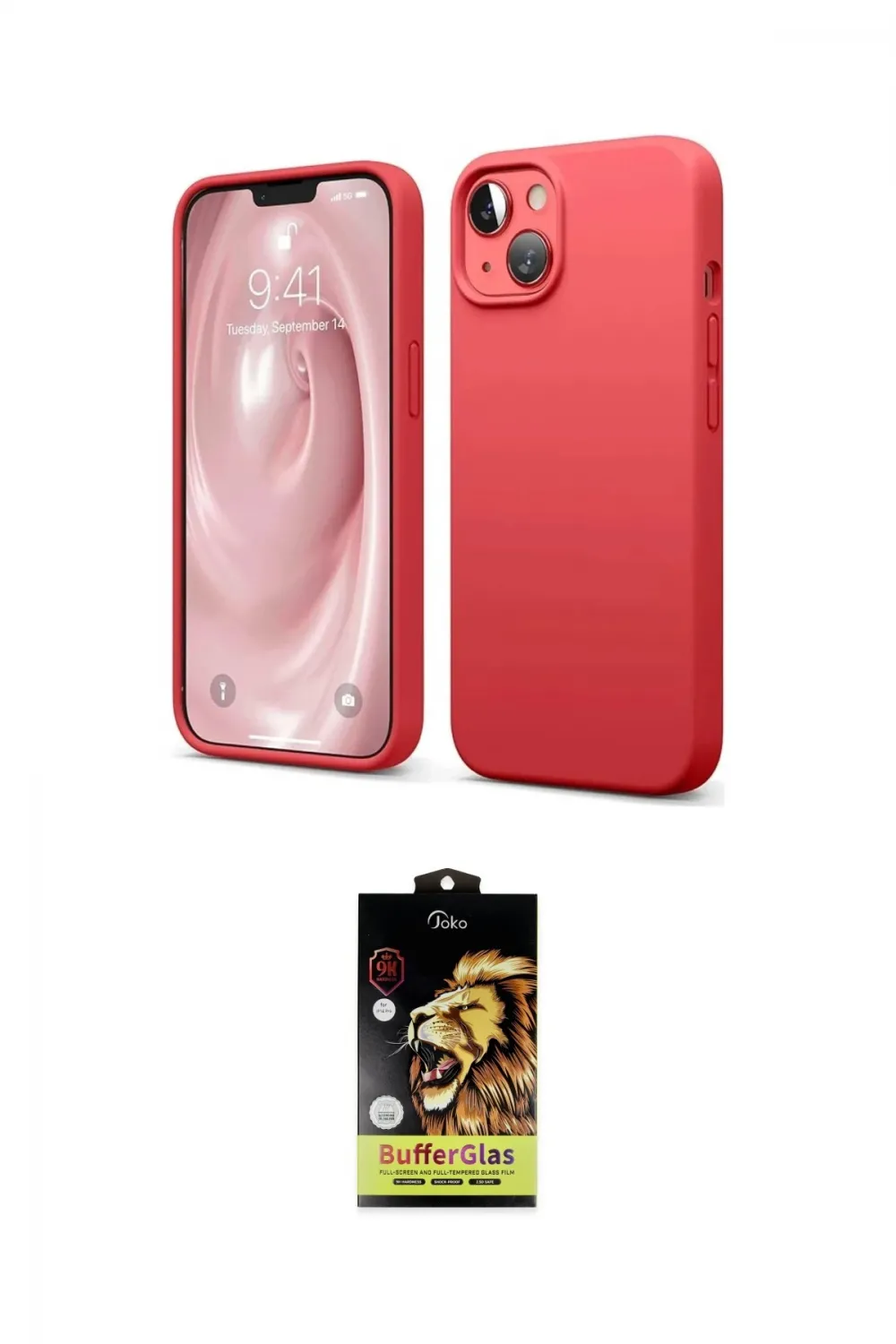 ieg™ iPhone 14 Kılıf Kozmos Yansıma Özel Seri - Siyah Buffer Cam Ekran Koruyucu