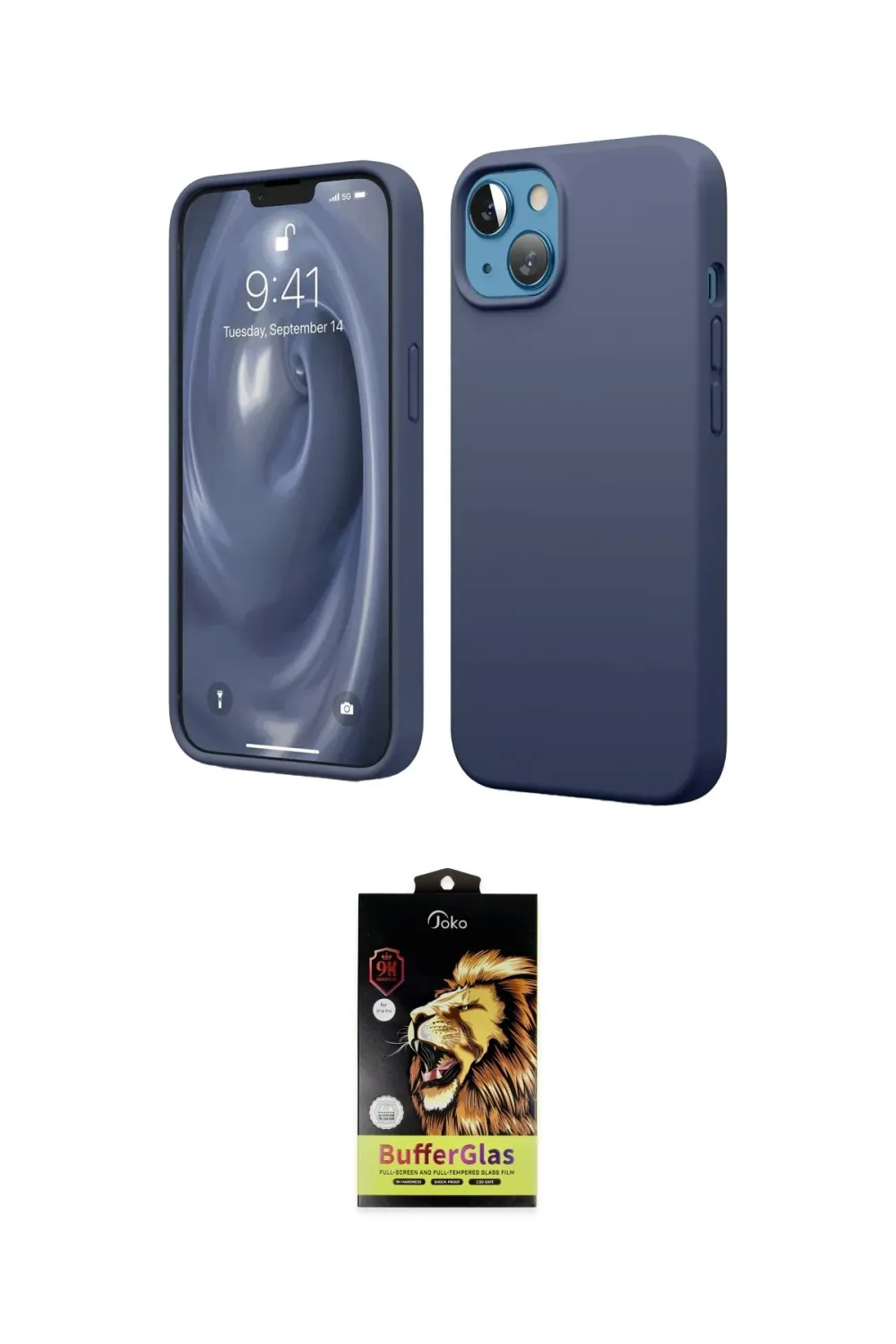 ieg™ iPhone 14 Kılıf Kozmos Yansıma Özel Seri - Siyah Buffer Cam Ekran Koruyucu
