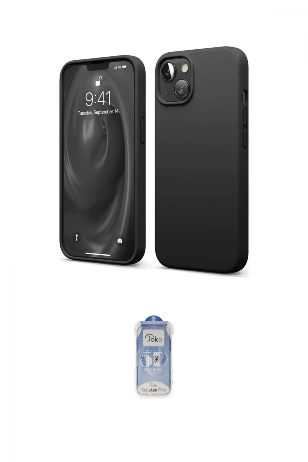 ieg™ iPhone 14 Kılıf Kozmos Yansıma Özel Seri - Siyah Joko Magic 5D Cam
