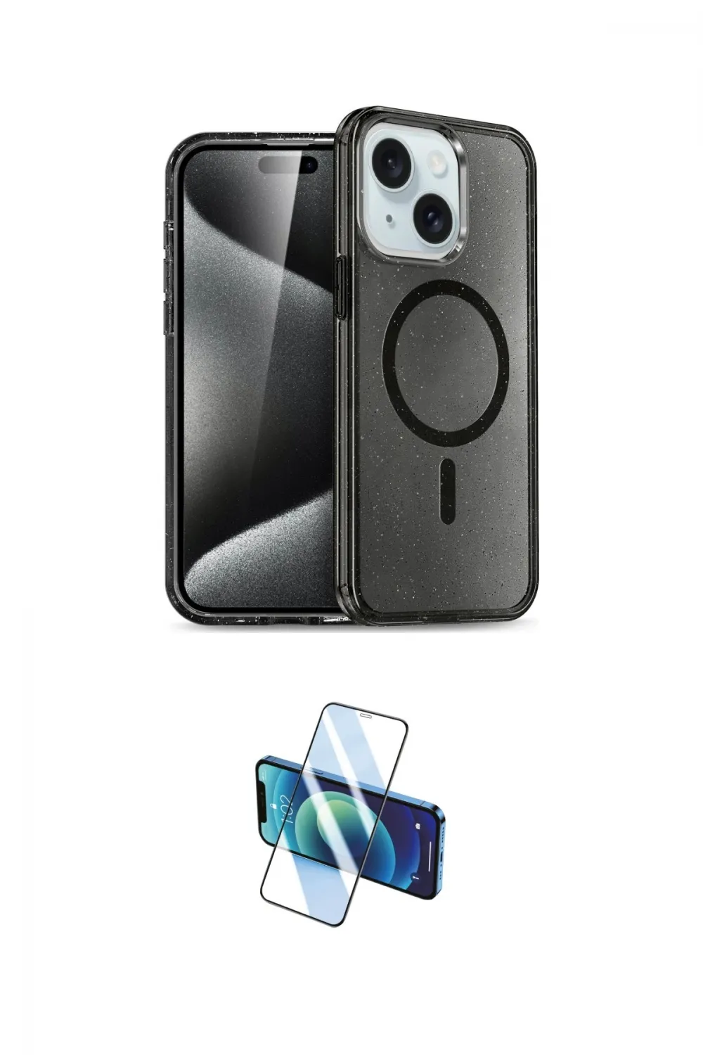 ieg™ iPhone 14 Kılıf Nova Asil Prime - Siyah 3D Antistatik Cam Ekran Koruyucu
