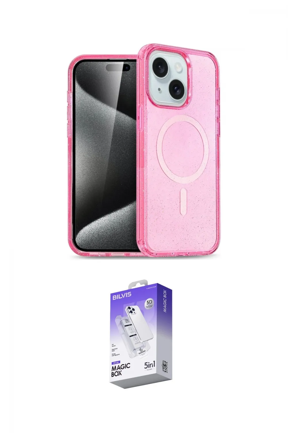 ieg™ iPhone 14 Kılıf Nova Asil Prime - Siyah Bilvis 5in1 3D Magic Cam Ekran Koruyucu
