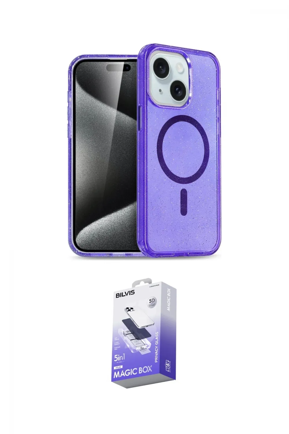 ieg™ iPhone 14 Kılıf Nova Asil Prime - Siyah Bilvis 5in1 5D Magic Hayalet Cam Ekran Koruyucu