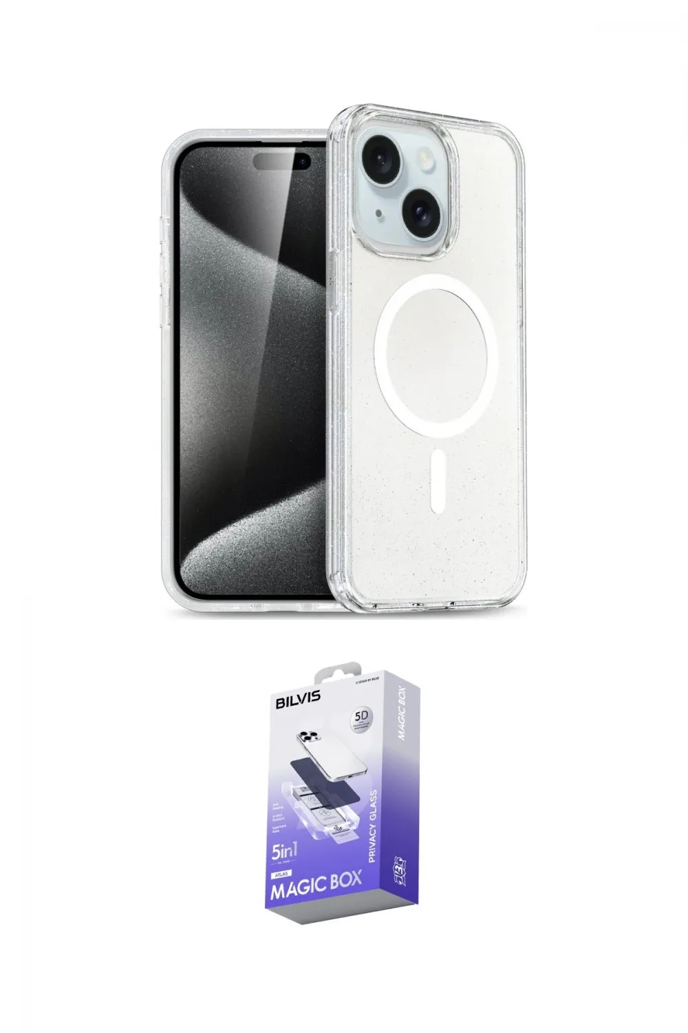 ieg™ iPhone 14 Kılıf Nova Asil Prime - Siyah Bilvis 5in1 5D Magic Hayalet Cam Ekran Koruyucu