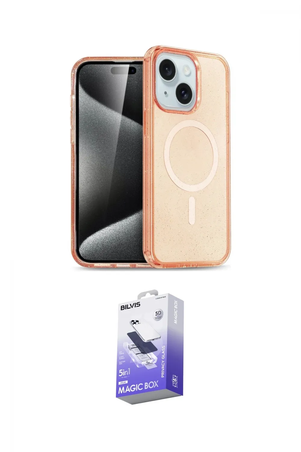 ieg™ iPhone 14 Kılıf Nova Asil Prime - Siyah Bilvis 5in1 5D Magic Hayalet Cam Ekran Koruyucu