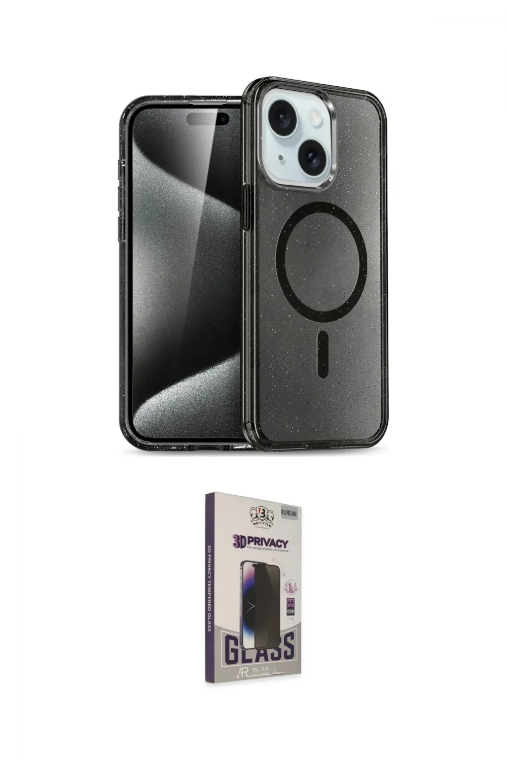 ieg™ iPhone 14 Kılıf Nova Asil Prime - Siyah Bilvis Hayalet Cam Ekran Koruyucu