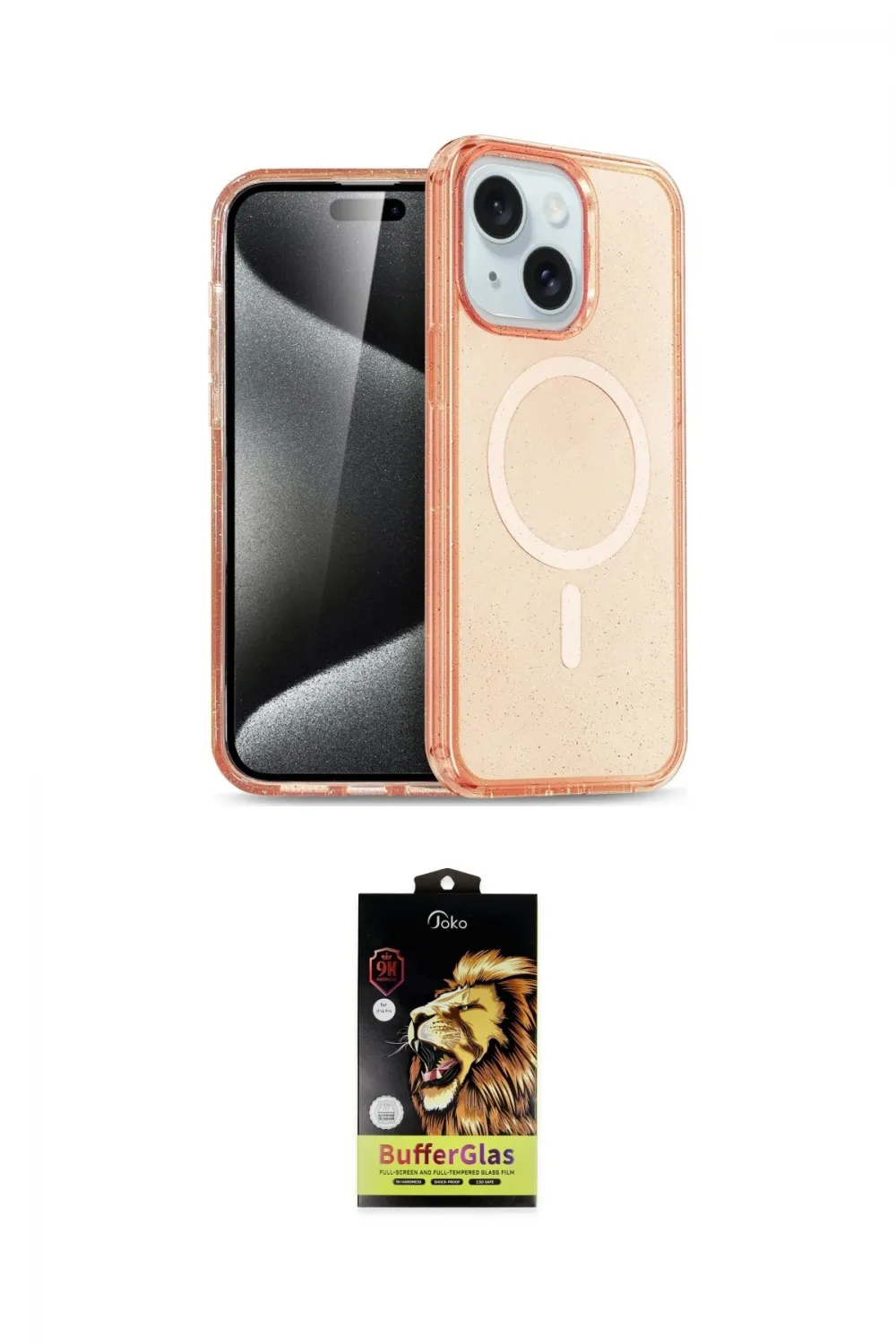 ieg™ iPhone 14 Kılıf Nova Asil Prime - Siyah Buffer Cam Ekran Koruyucu