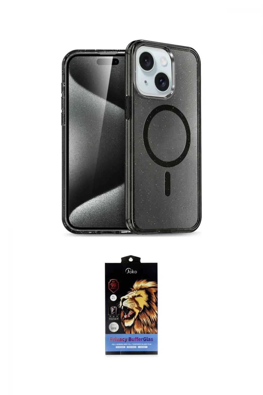 ieg™ iPhone 14 Kılıf Nova Asil Prime - Siyah Buffer Hayalet Cam Ekran Koruyucu