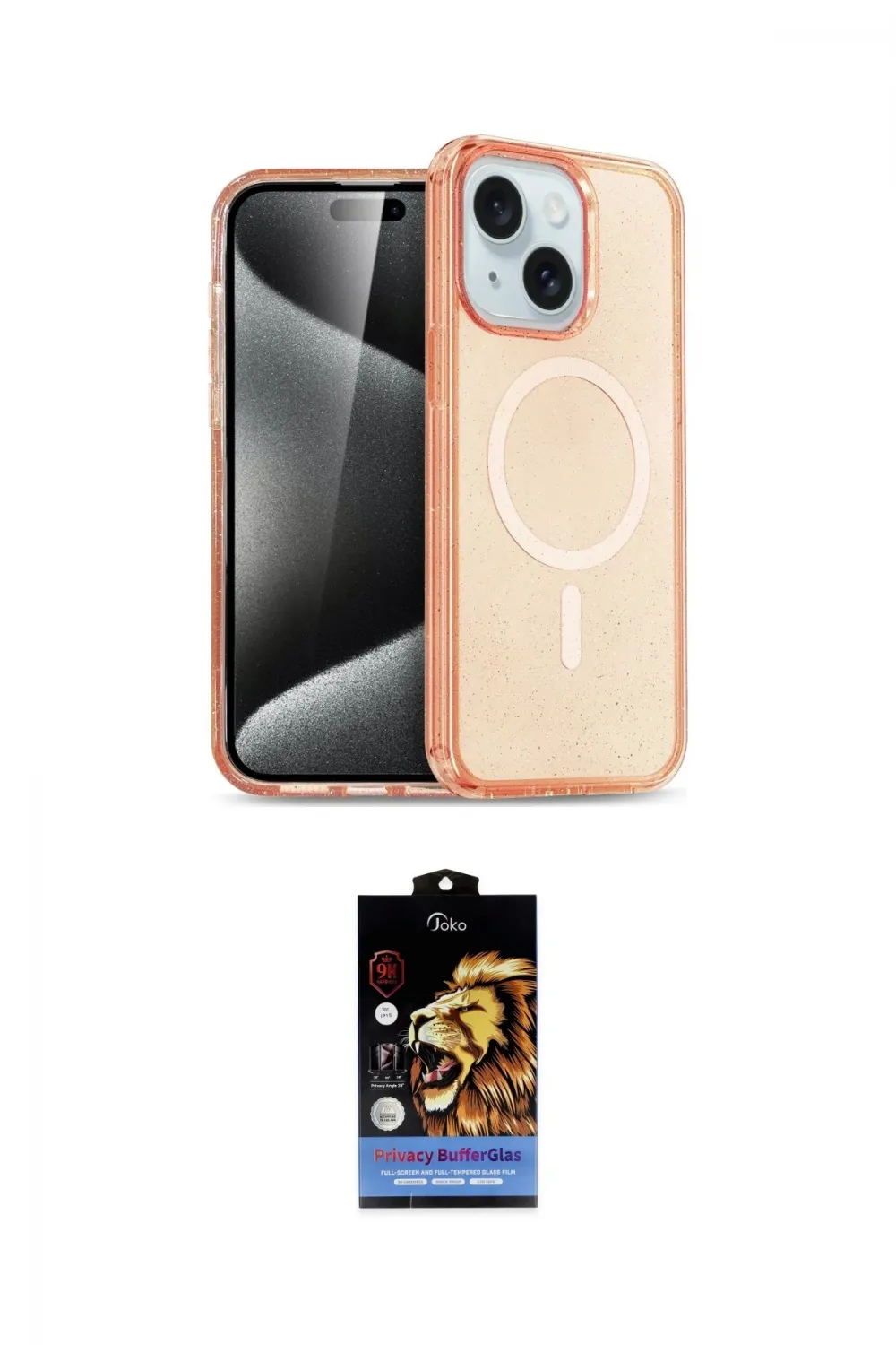 ieg™ iPhone 14 Kılıf Nova Asil Prime - Siyah Buffer Hayalet Cam Ekran Koruyucu