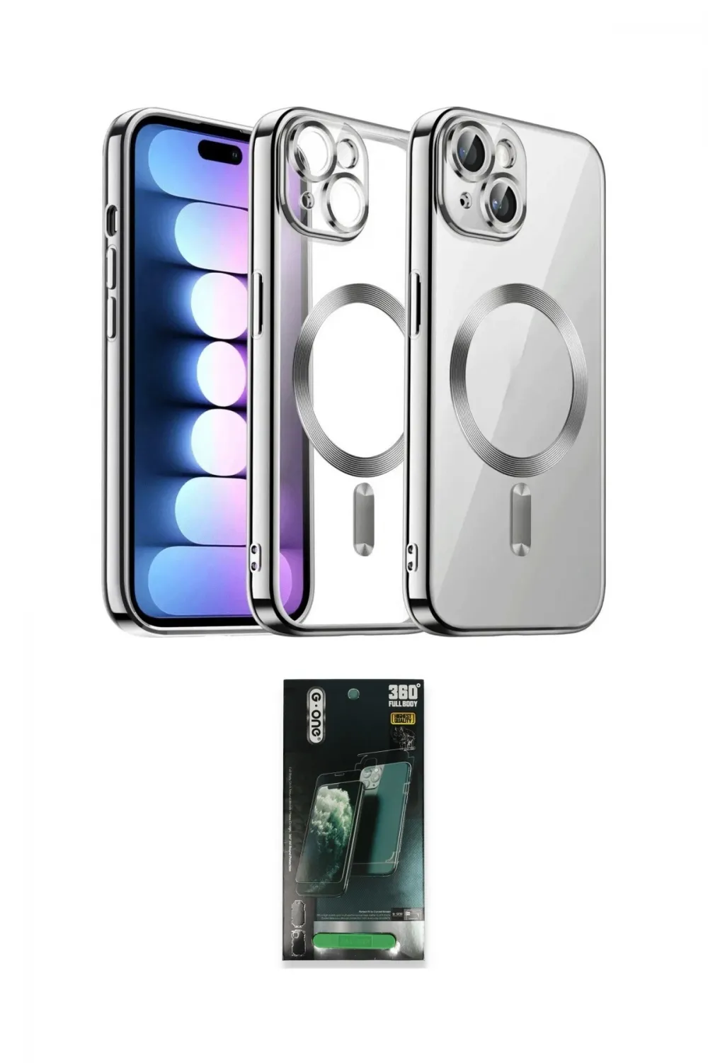 ieg™ iPhone 14 Kılıf Nova Işık Özel Seri - Şeffaf 360 Full Body Arka Koruyucu