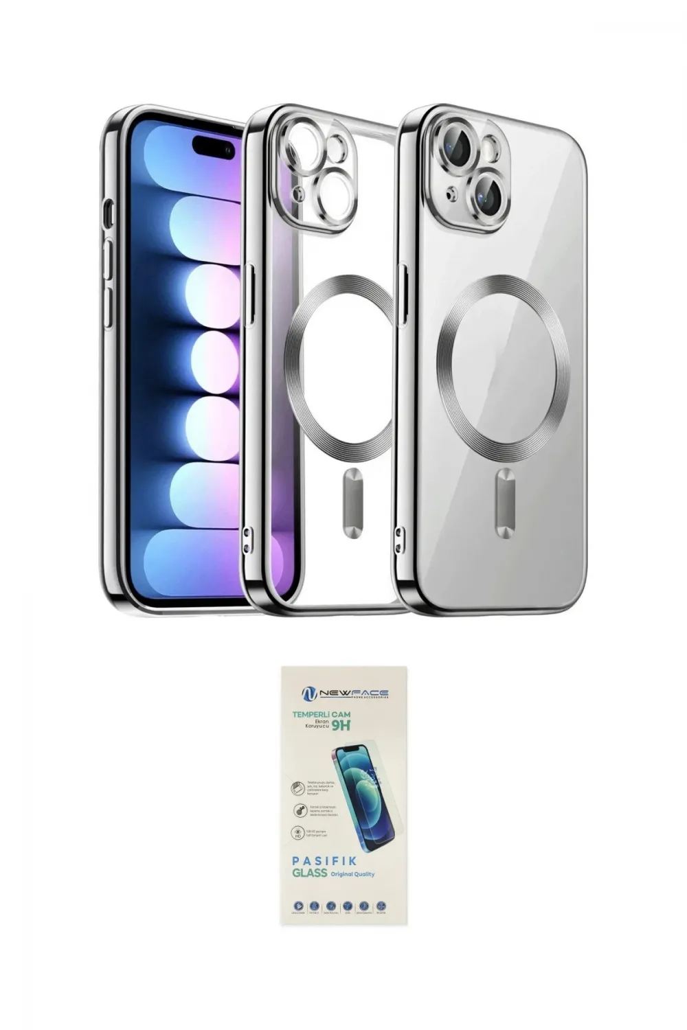 ieg™ iPhone 14 Kılıf Nova Işık Özel Seri - Şeffaf Pasifik Cam Ekran Koruyucu
