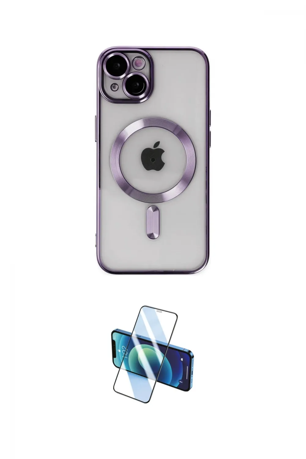 ieg™ iPhone 14 Kılıf Nova Işık Özel Seri - Siyah 3D Antistatik Cam Ekran Koruyucu