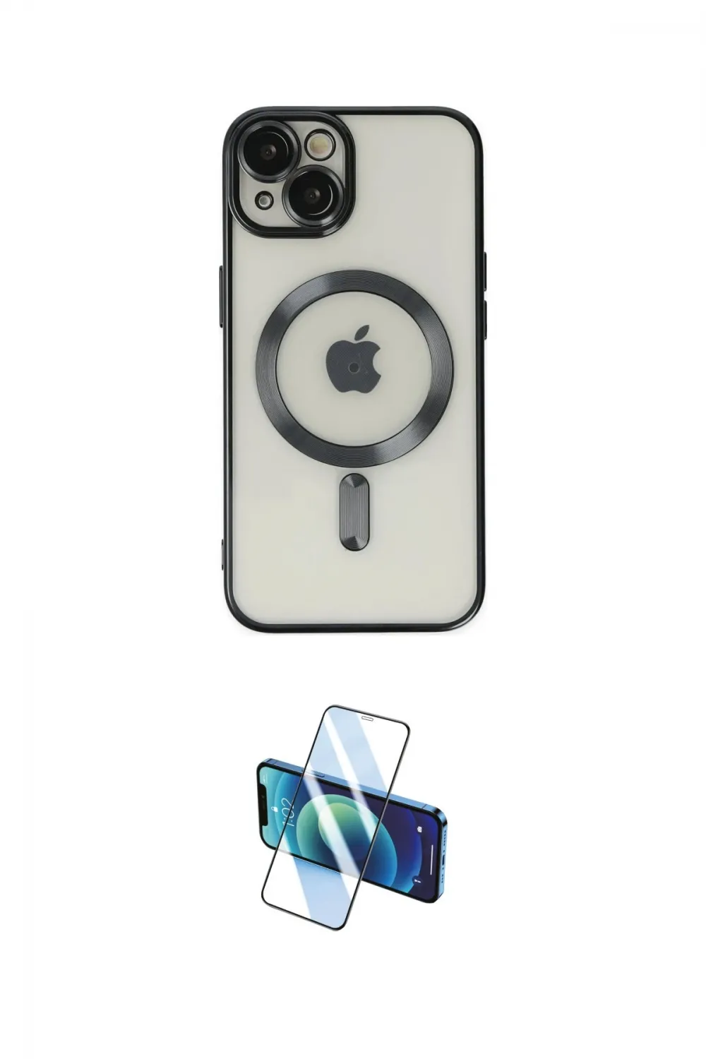 ieg™ iPhone 14 Kılıf Nova Işık Özel Seri - Siyah 3D Antistatik Cam Ekran Koruyucu