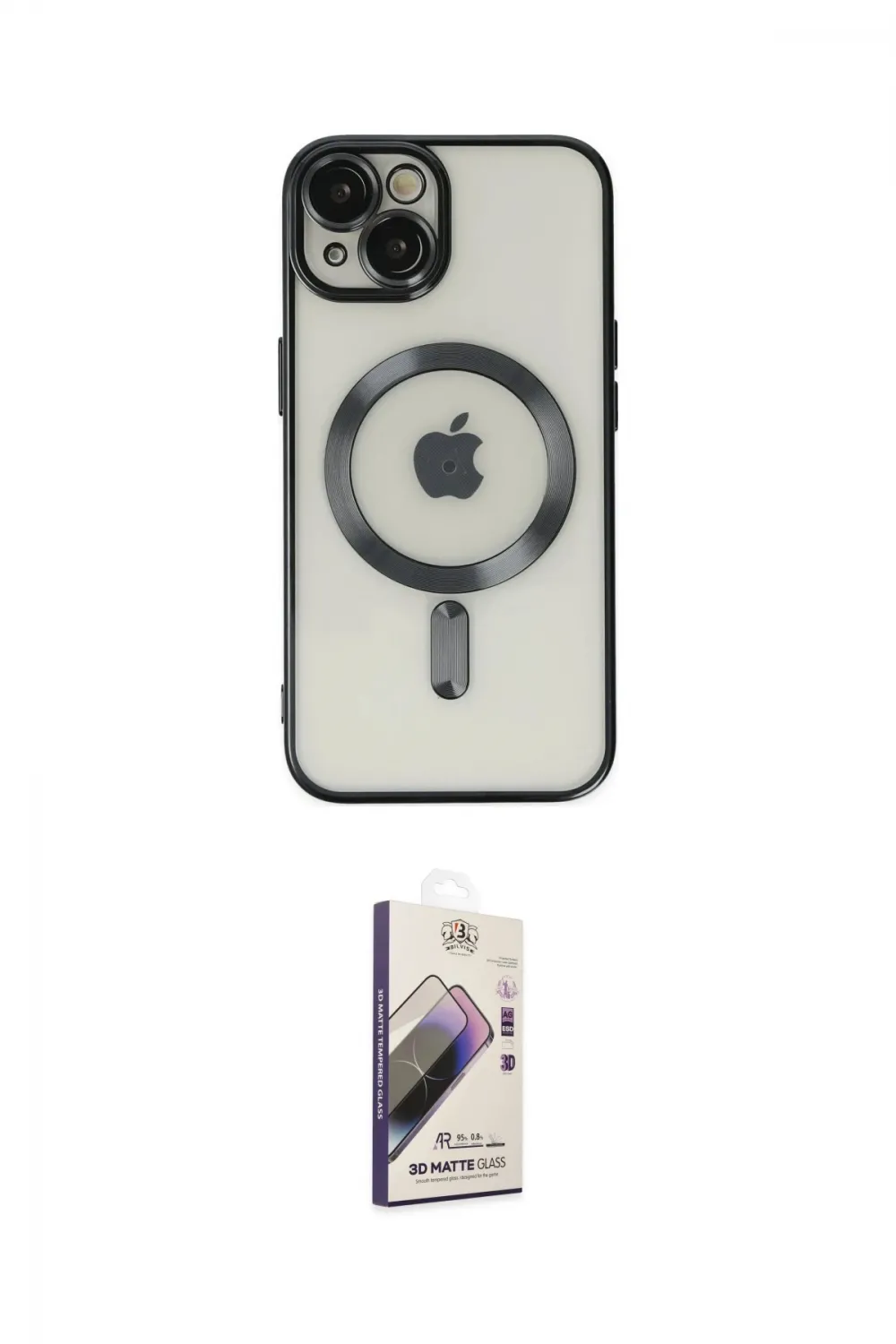 ieg™ iPhone 14 Kılıf Nova Işık Özel Seri - Siyah Bilvis 3D Mat Cam Ekran Koruyucu