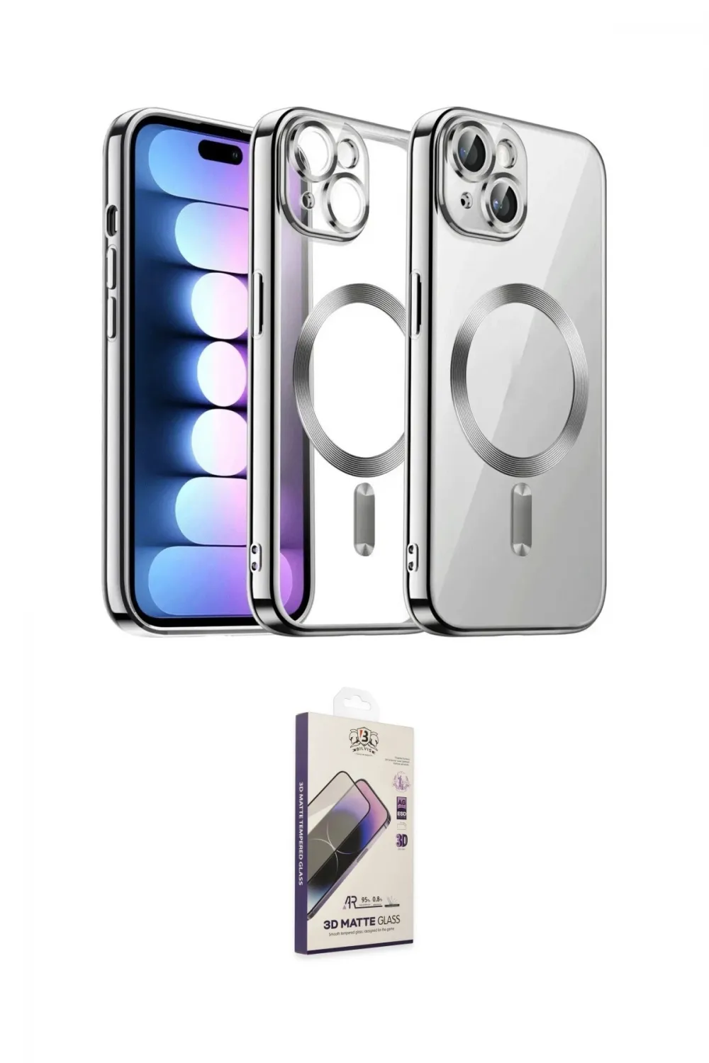 ieg™ iPhone 14 Kılıf Nova Işık Özel Seri - Siyah Bilvis 3D Mat Cam Ekran Koruyucu