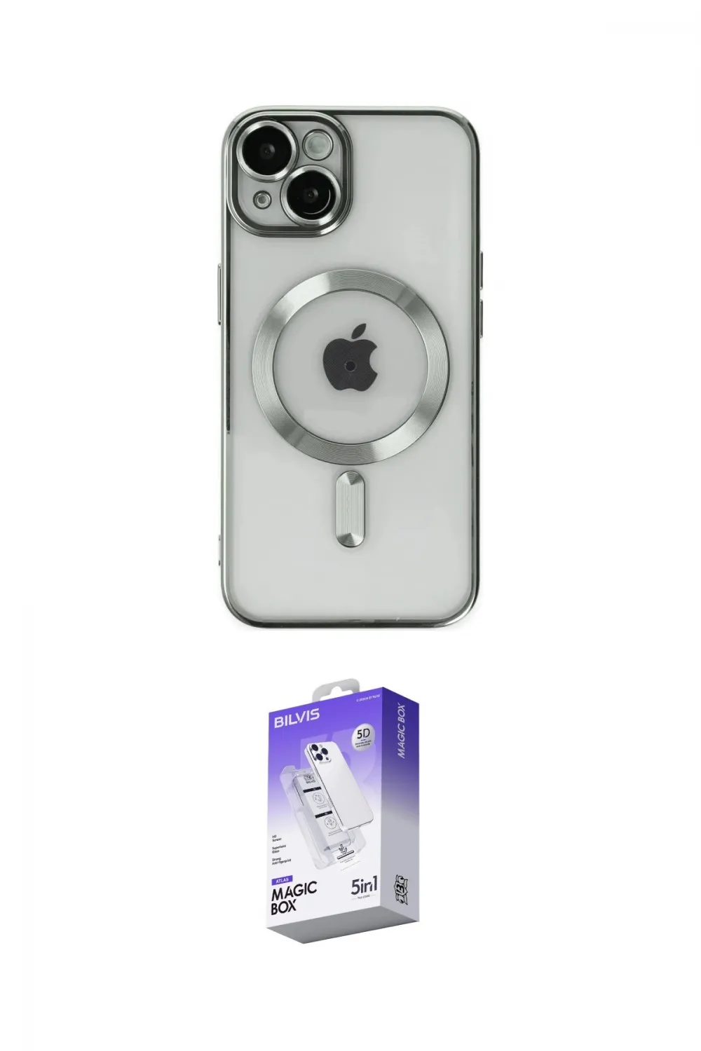 ieg™ iPhone 14 Kılıf Nova Işık Özel Seri - Siyah Bilvis 5in1 3D Magic Cam Ekran Koruyucu
