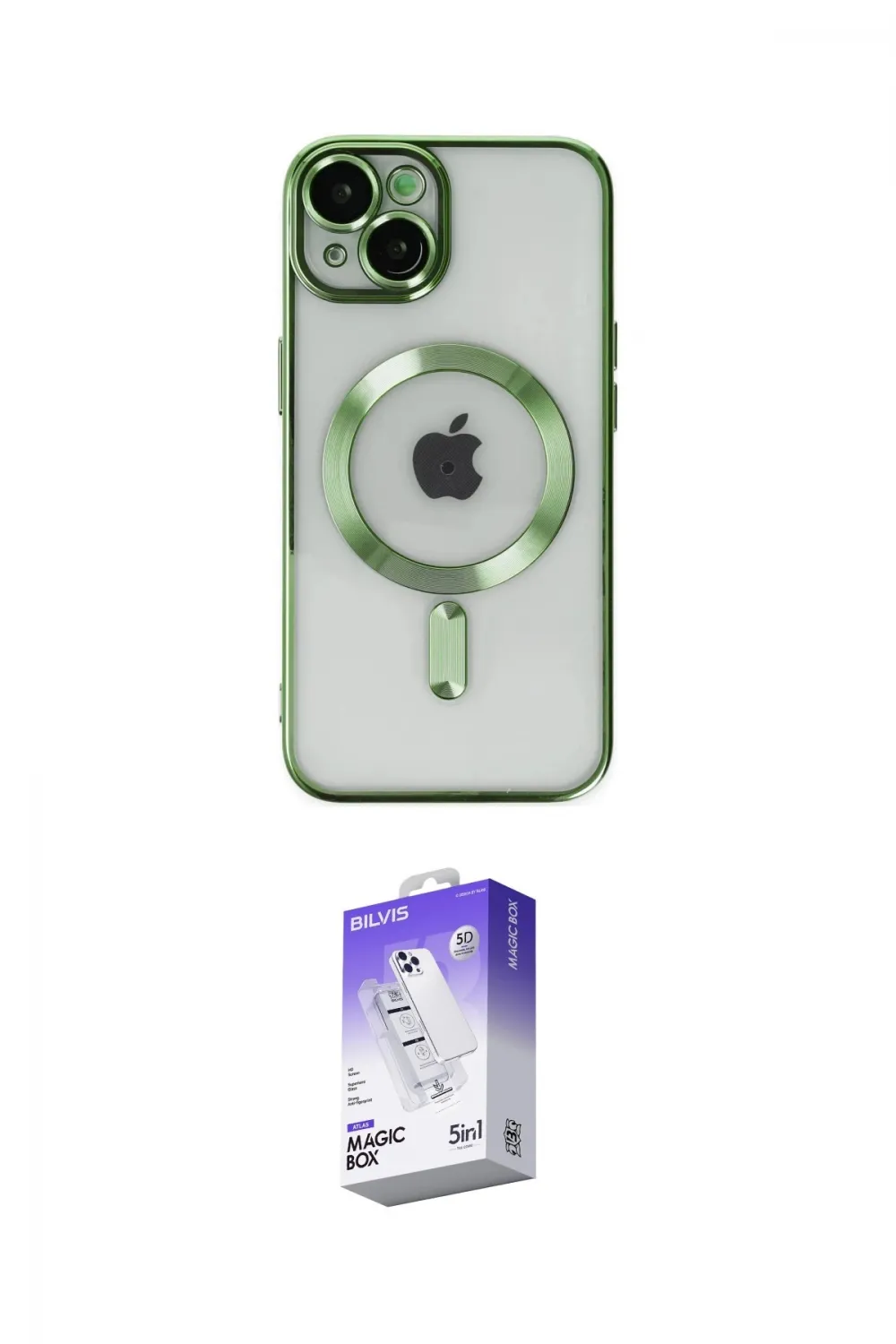ieg™ iPhone 14 Kılıf Nova Işık Özel Seri - Siyah Bilvis 5in1 3D Magic Cam Ekran Koruyucu