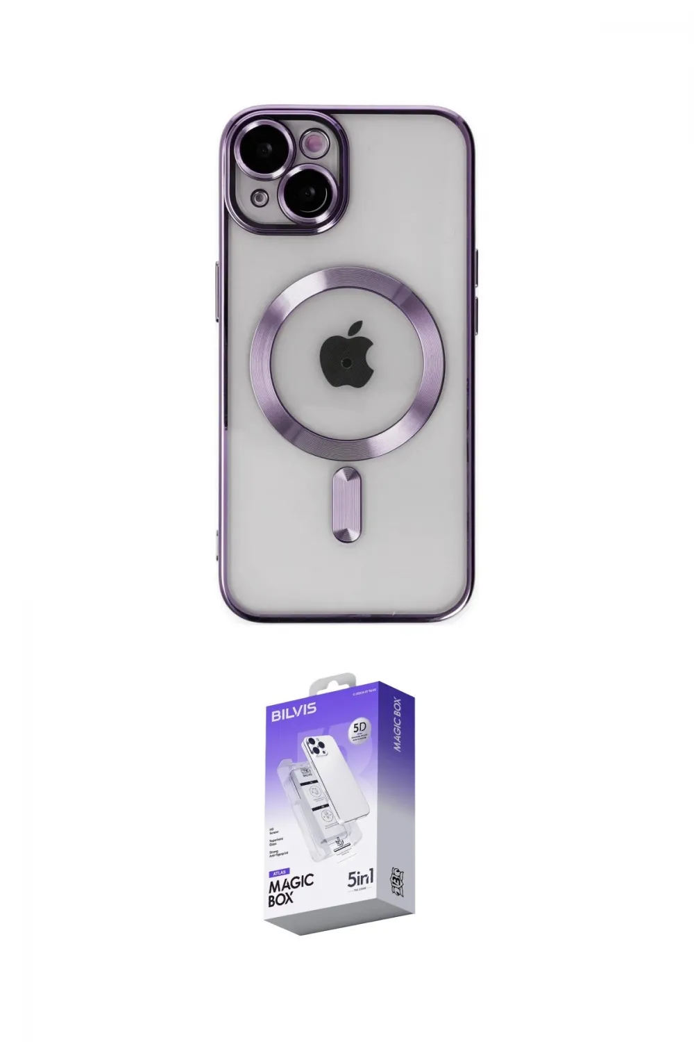 ieg™ iPhone 14 Kılıf Nova Işık Özel Seri - Siyah Bilvis 5in1 3D Magic Cam Ekran Koruyucu