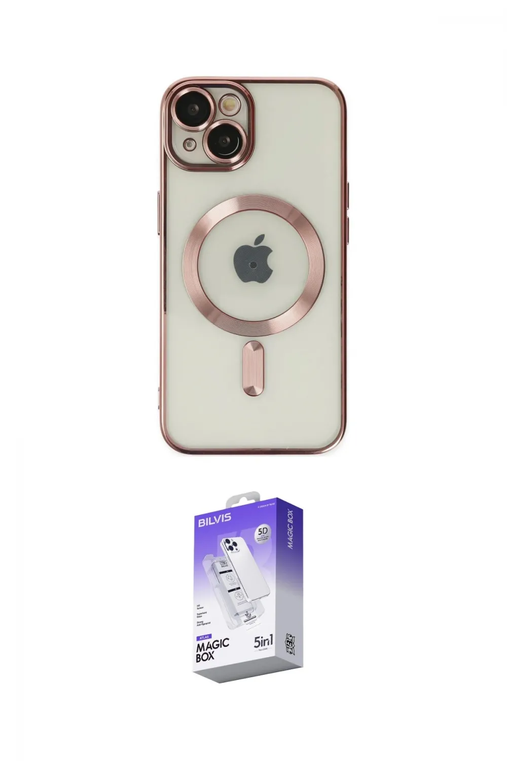 ieg™ iPhone 14 Kılıf Nova Işık Özel Seri - Siyah Bilvis 5in1 3D Magic Cam Ekran Koruyucu