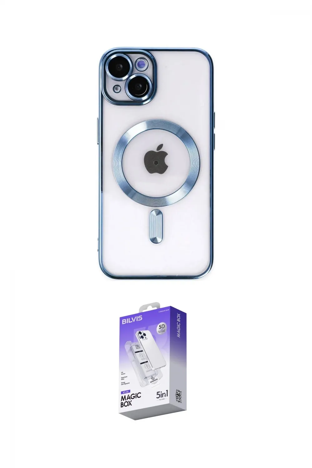 ieg™ iPhone 14 Kılıf Nova Işık Özel Seri - Siyah Bilvis 5in1 3D Magic Cam Ekran Koruyucu